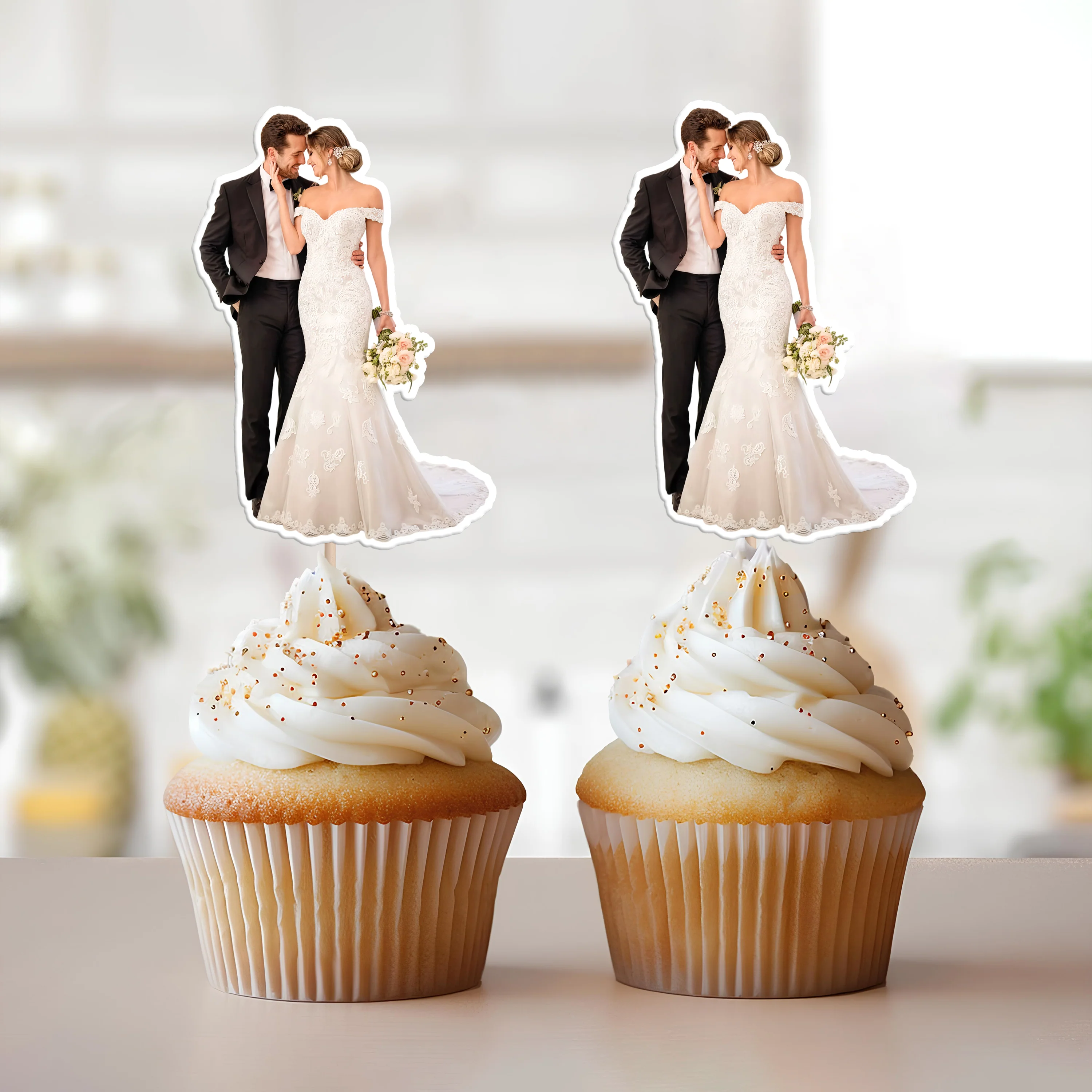 Custom Photo Happy Wedding Day Cupcake Toppers HO82 893638 - Image 5