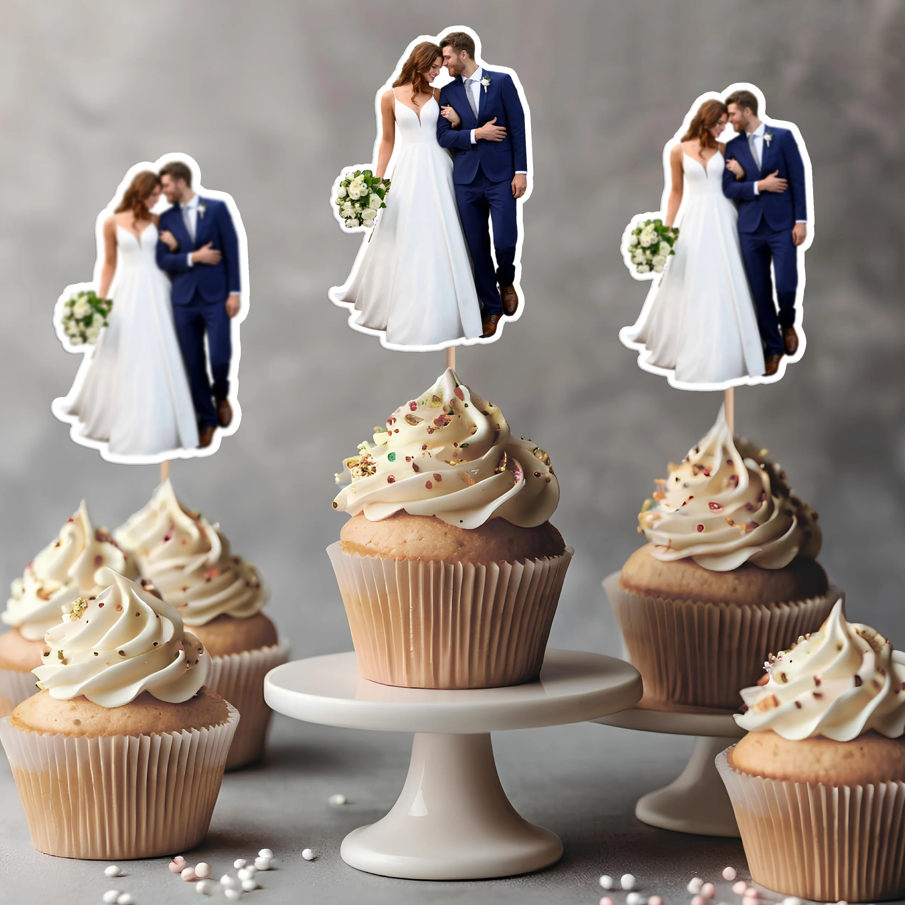 Custom Photo Happy Wedding Day Cupcake Toppers HO82 893638 - Image 9