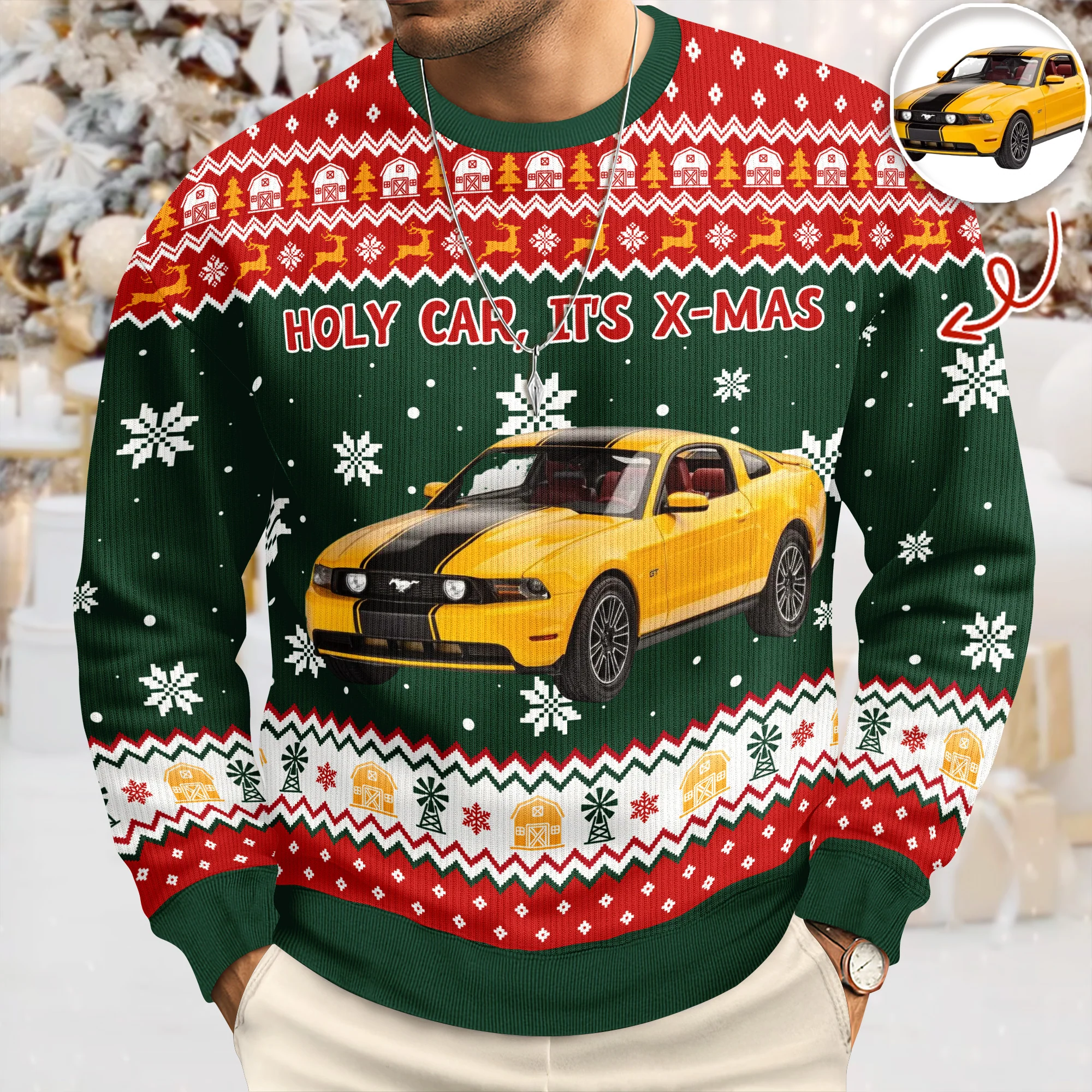 Custom Photo Holy Car, It'S X-Mas Ugly Sweater HO82 900548 - Image 2