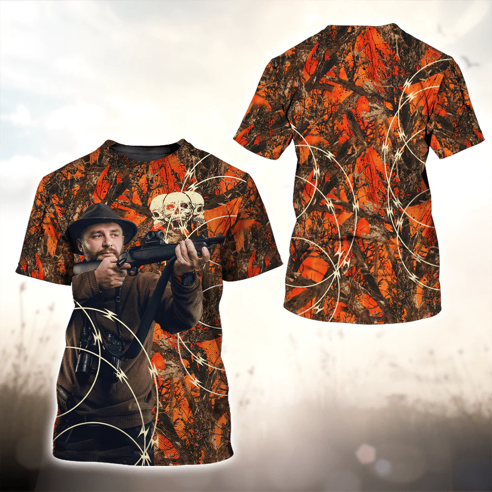 Custom Photo Hunting With Camouflage Background T-Shirt N304 889846 - Image 7