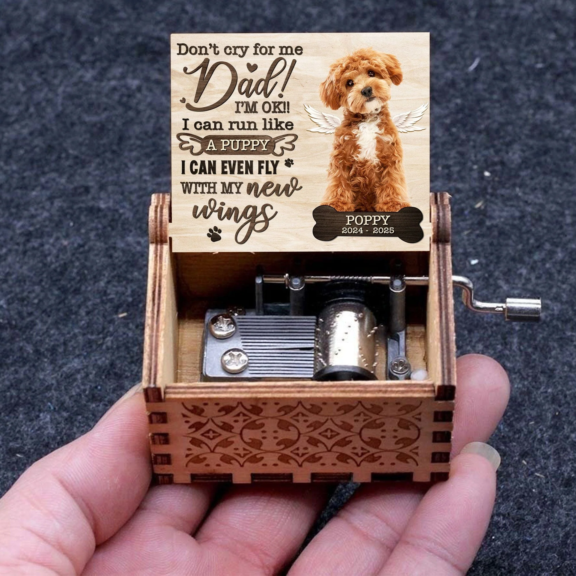 Custom Photo I Can Run With My New Wings Dog Cat Memorial Music Box HO82 893500 - Image 10