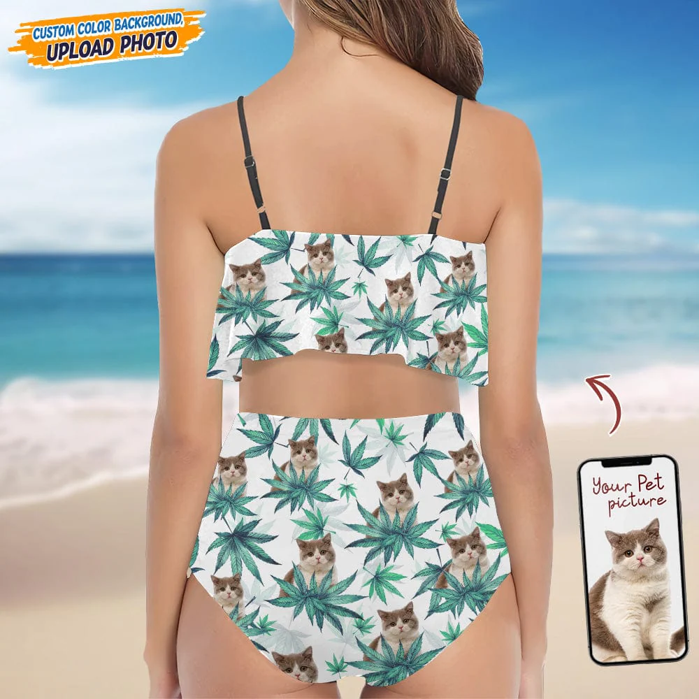 Custom Photo I Like Cats And Weed Bikini Swimsuit N304 889320 - Image 2