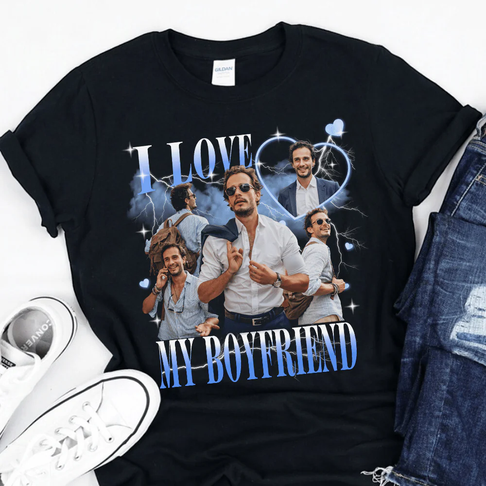 Custom Photo I Love My Boyfriend/Girlfriend Vintage Style Couple Dark Shirt Valentine Gift HO82 893400