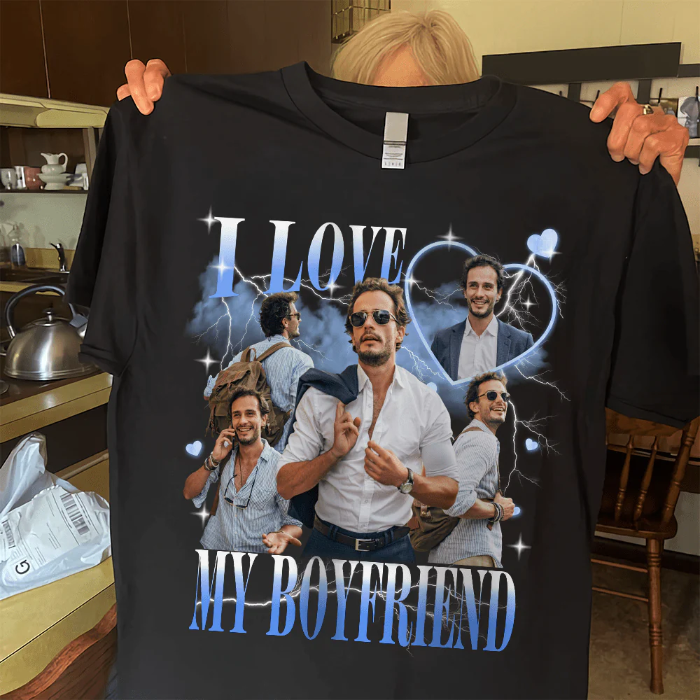 Custom Photo I Love My Boyfriend/Girlfriend Vintage Style Couple Dark Shirt Valentine Gift HO82 893400 - Image 6