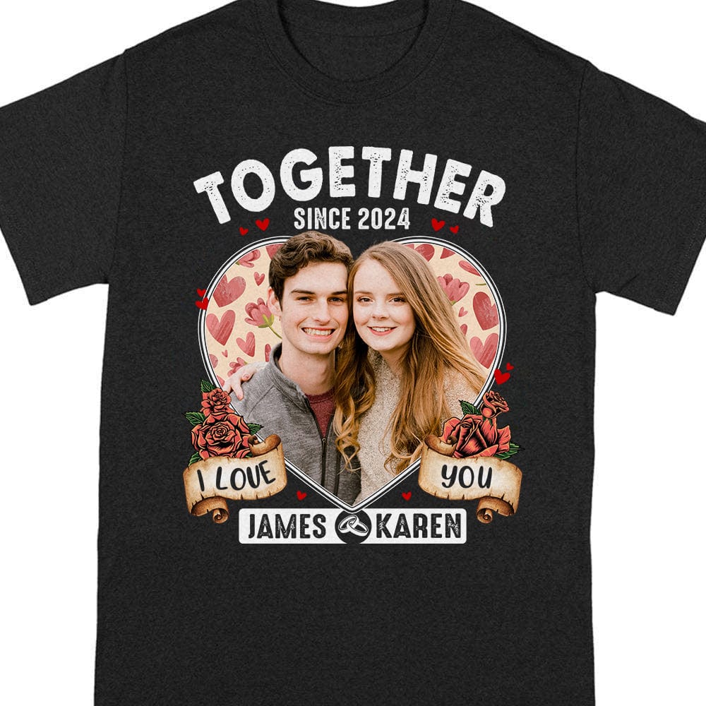 Custom Photo I Love You Together Since Couple Dark Shirt TA29 890192 - Image 3