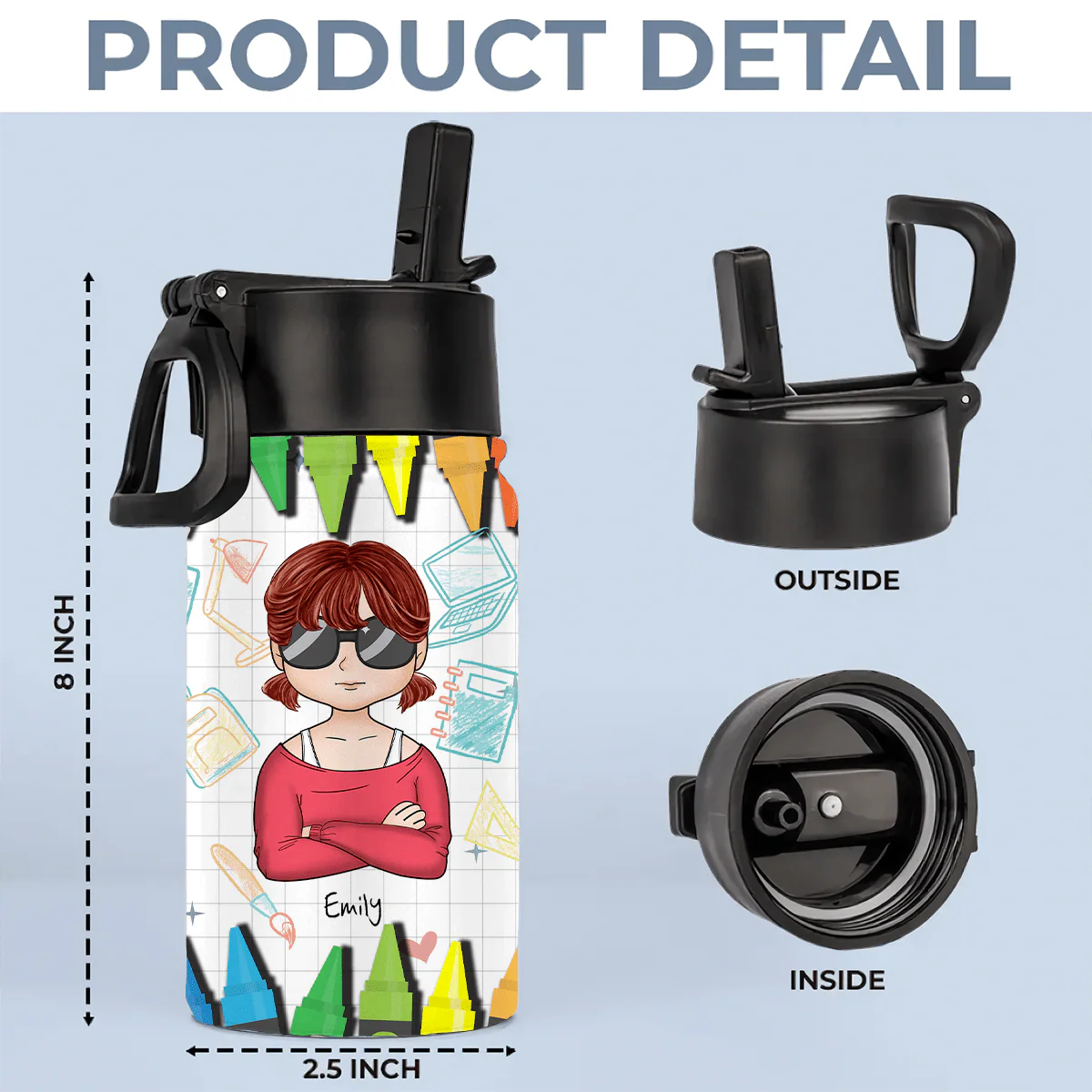 Custom Photo I'm Ready To Crush Second Grade Back To School Gift Kid Water Bottle With Straw HO82 891348 - Image 4