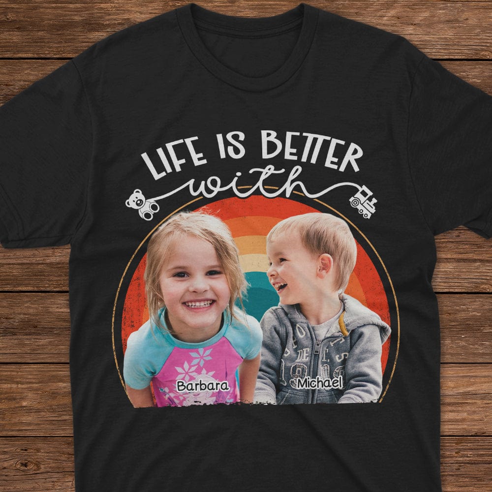 Custom Photo Life Is Better With Grandkids Family Dark Shirt N304 890254 - Image 2