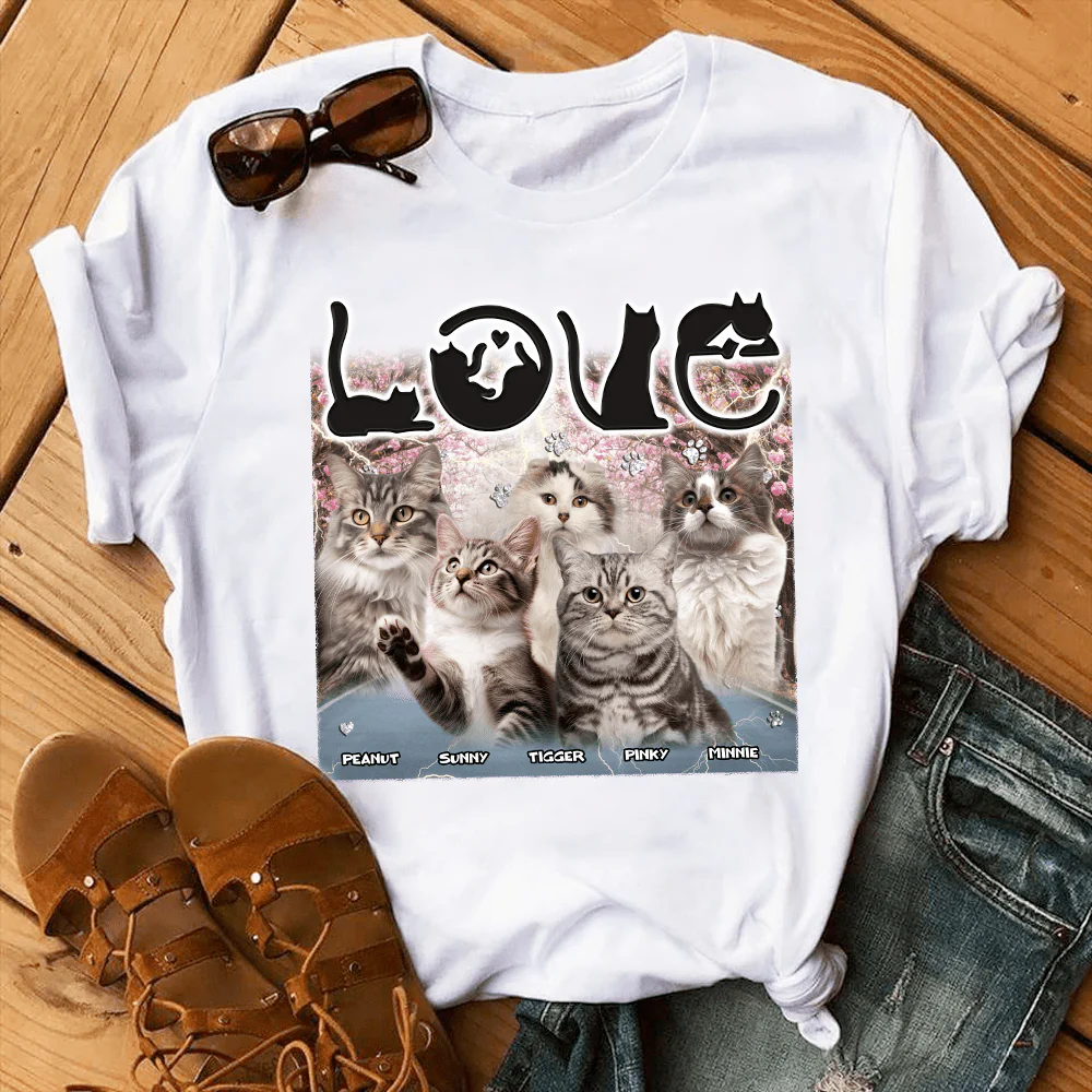 Custom Photo Love Cats Vintage Bootleg Bright Shirt N304 890140