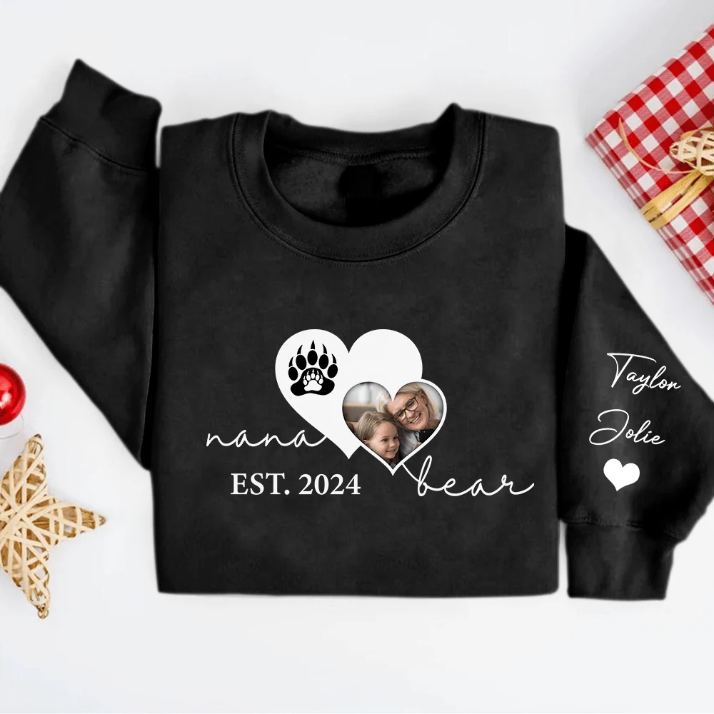 Custom Photo Mama Bear Family On Sleeve Sweatshirt T286 890408 - Image 2