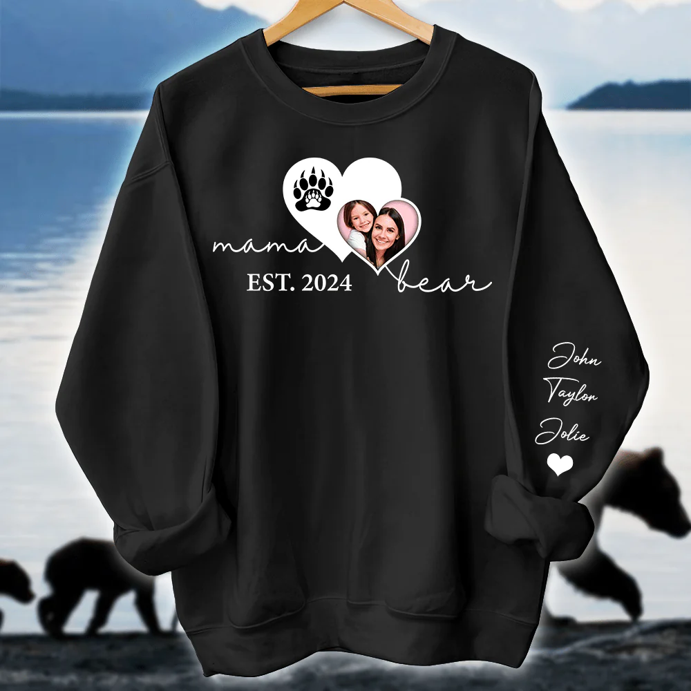 Custom Photo Mama Bear Family On Sleeve Sweatshirt T286 890408 - Image 3