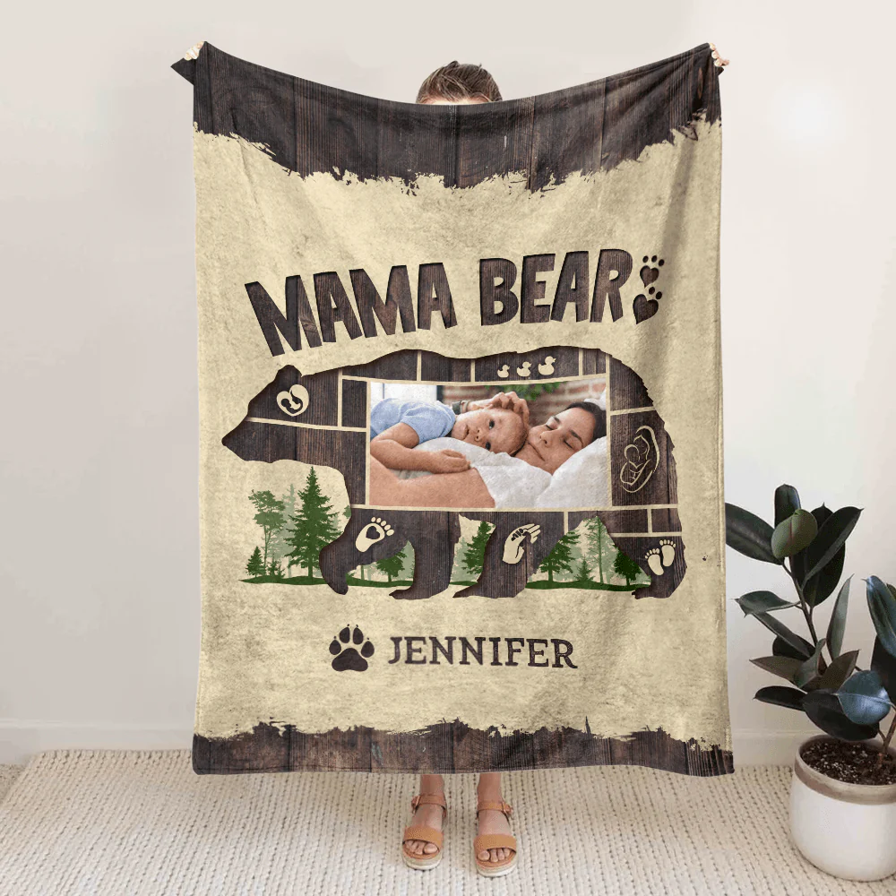 Custom Photo Mama Bear For Mother's Day Blanket N304 890002 - Image 4