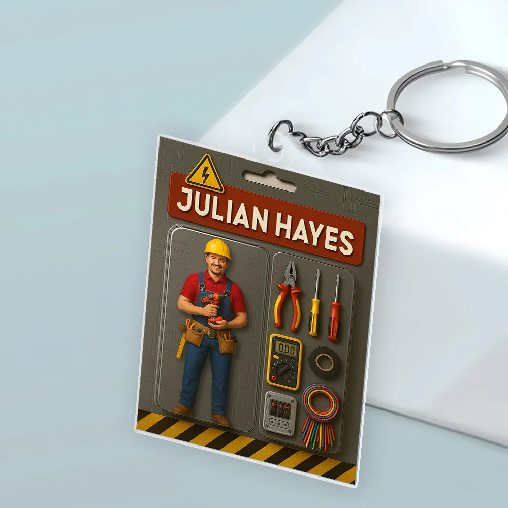 Custom Photo Mechanic Dad Figure Acrylic Keychain Gift For Dad HO82 894222 - Image 5