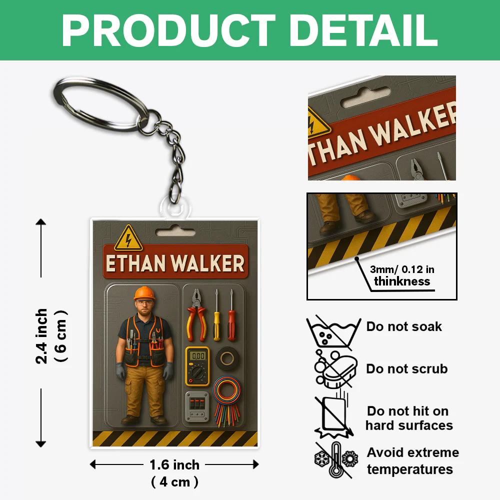 Custom Photo Mechanic Dad Figure Acrylic Keychain Gift For Dad HO82 894222 - Image 6