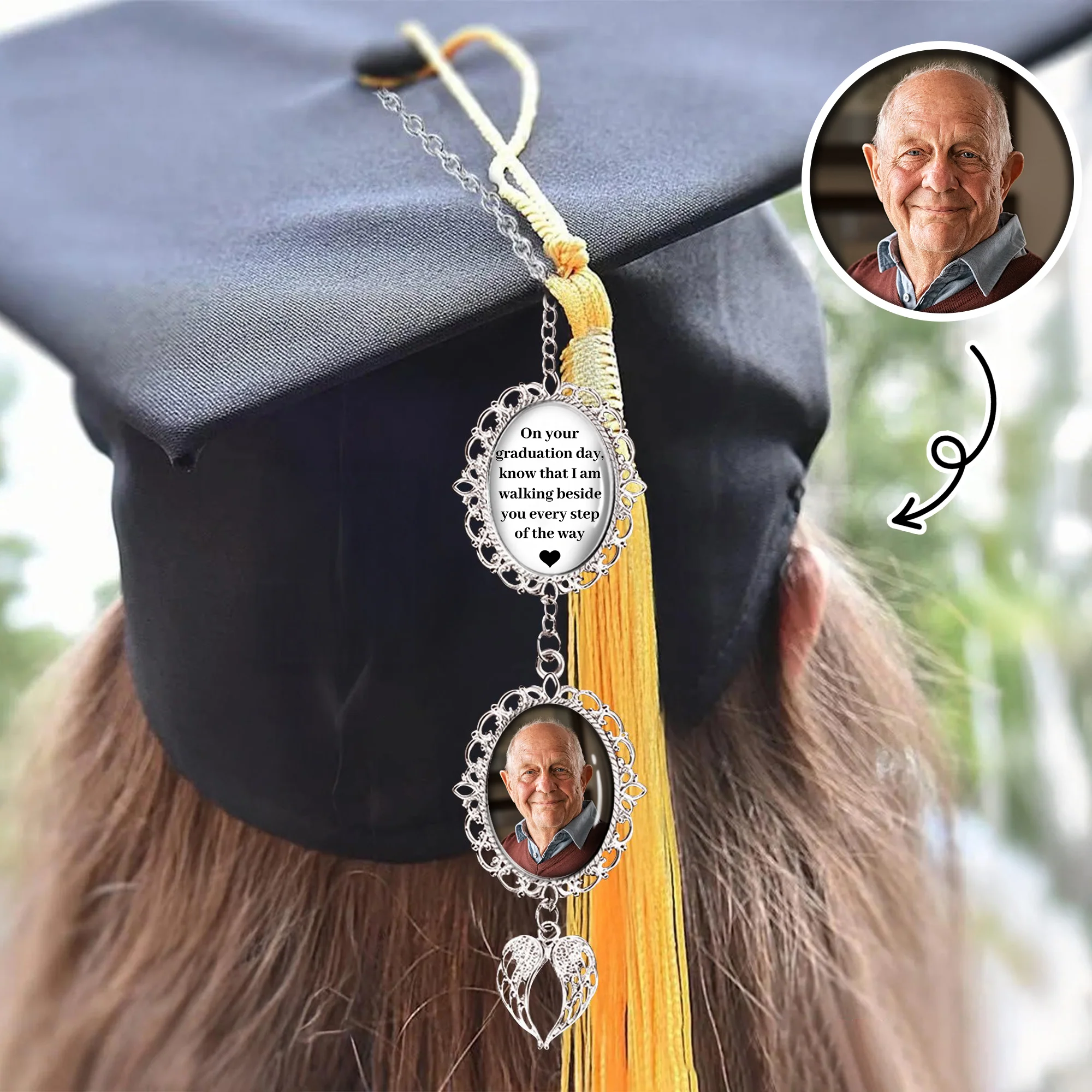 Custom Photo Memorial Graduation Tassel Charm With Angel Wings HO82 901370 - Image 4