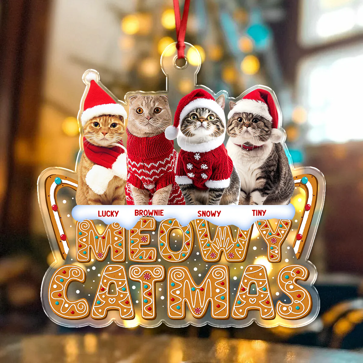 Custom Photo Meowy Catmas Acrylic Ornament HO82 900702 - Image 5