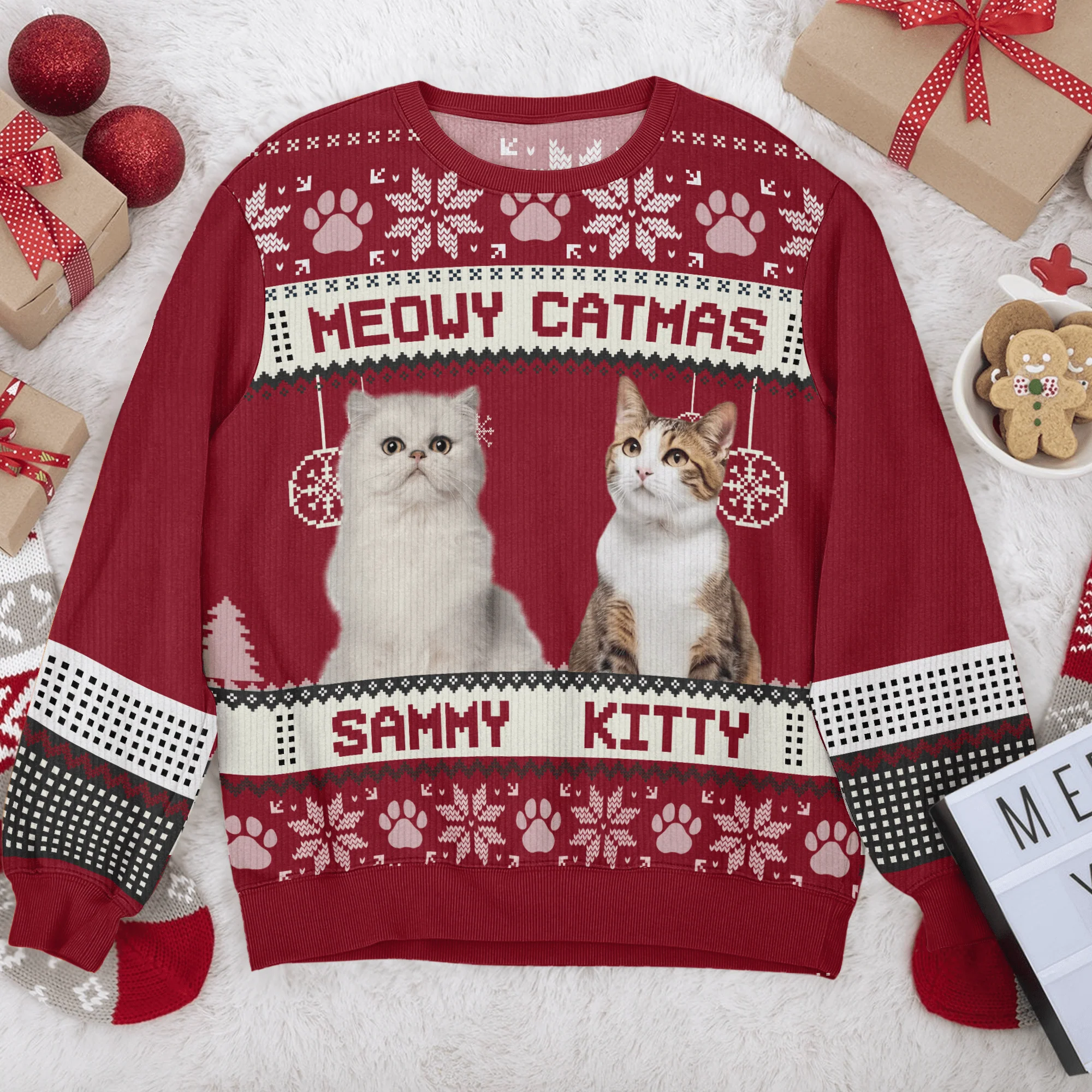 Custom Photo Meowy Catmas Funny Cartoon Cats All-Over-Print Ugly Sweater HO82 893112 - Image 3