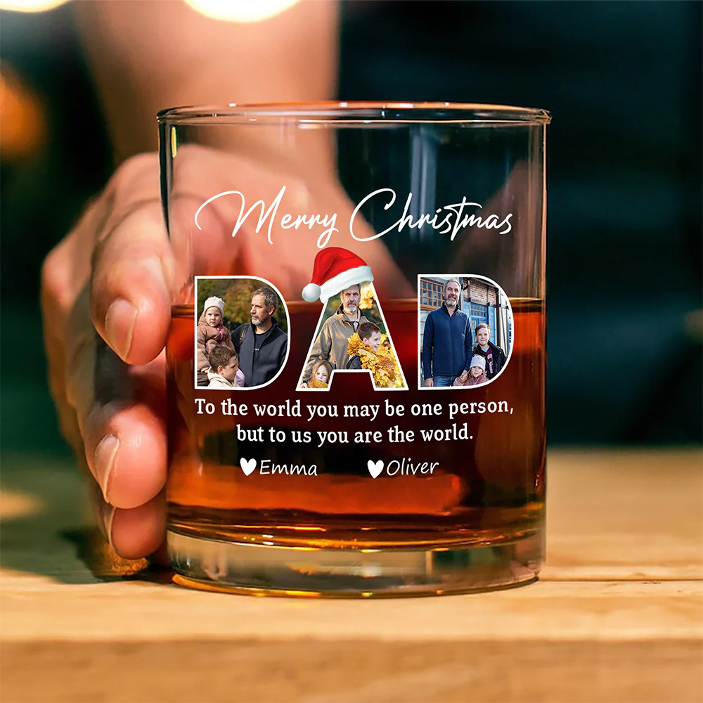 Custom Photo Merry Christmas Dad Family Whiskey Glass Gift For Dad HO82 894340 - Image 3