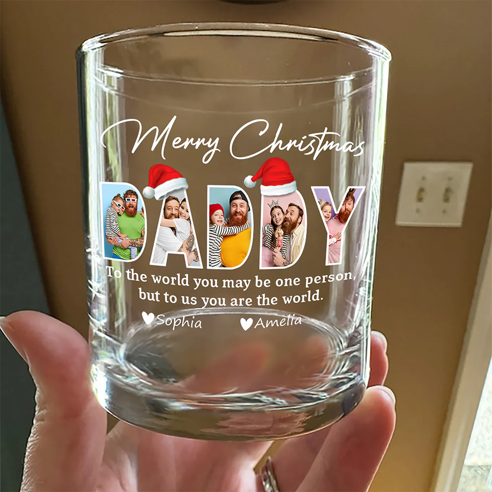 Custom Photo Merry Christmas Dad Family Whiskey Glass Gift For Dad HO82 894340 - Image 4