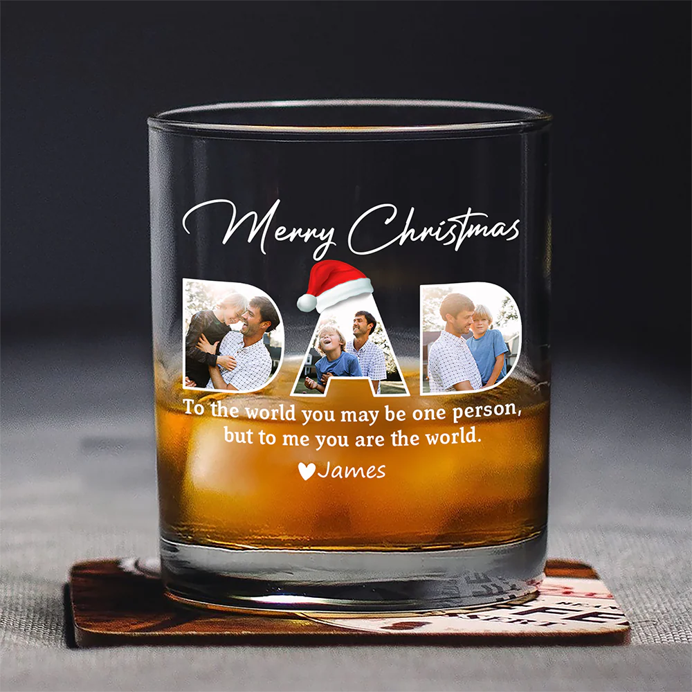 Custom Photo Merry Christmas Dad Family Whiskey Glass Gift For Dad HO82 894340 - Image 5