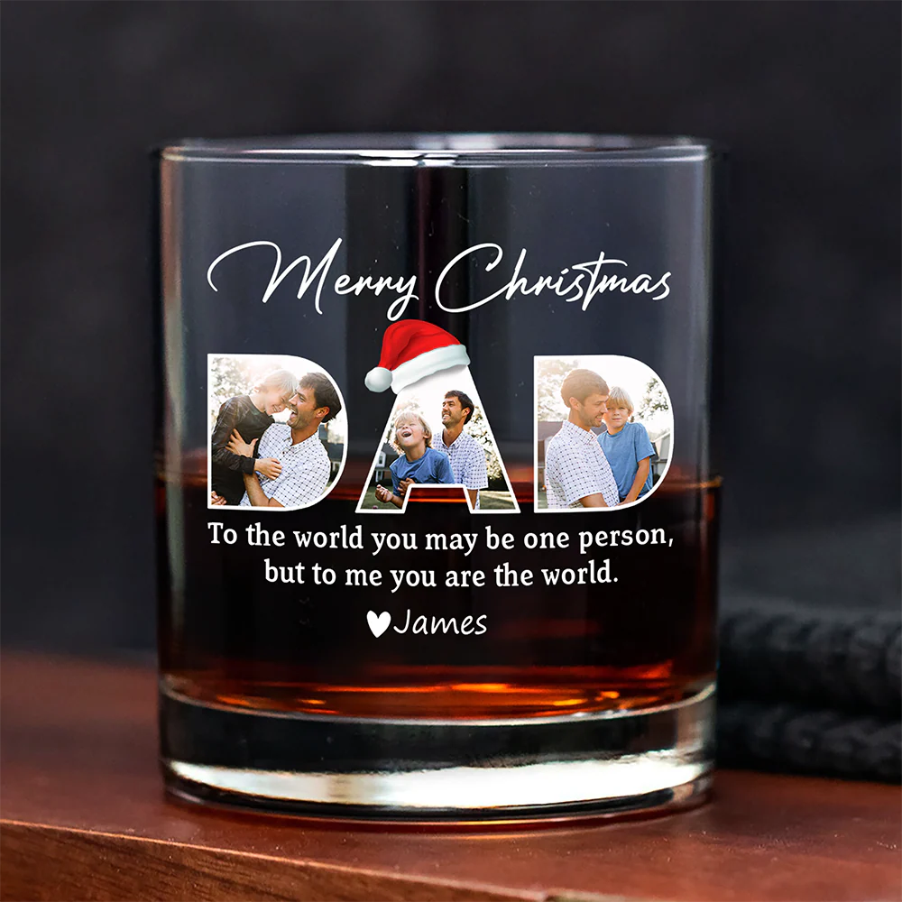 Custom Photo Merry Christmas Dad Family Whiskey Glass Gift For Dad HO82 894340 - Image 9