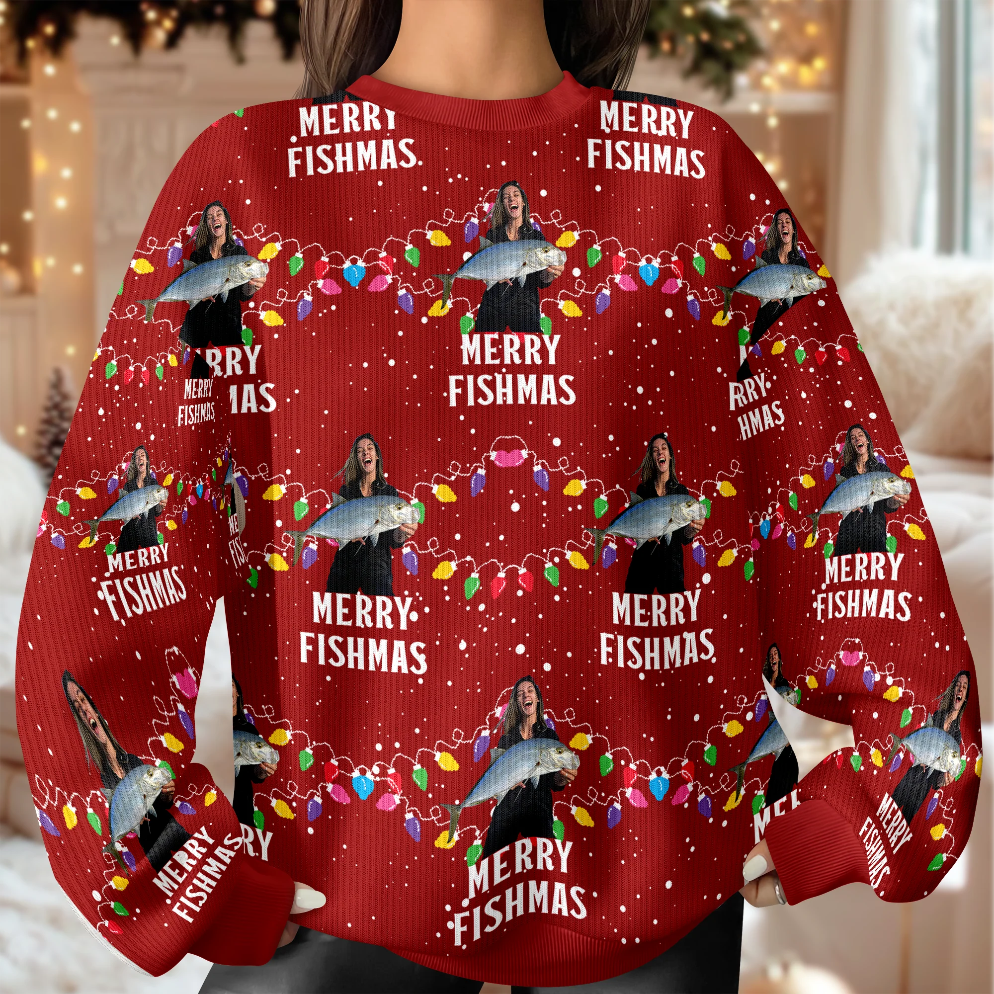 Custom Photo Merry Fishmas Ugly Sweater, Christmas Gift For Family, Fishing Lovers HO82 900636 - Image 4