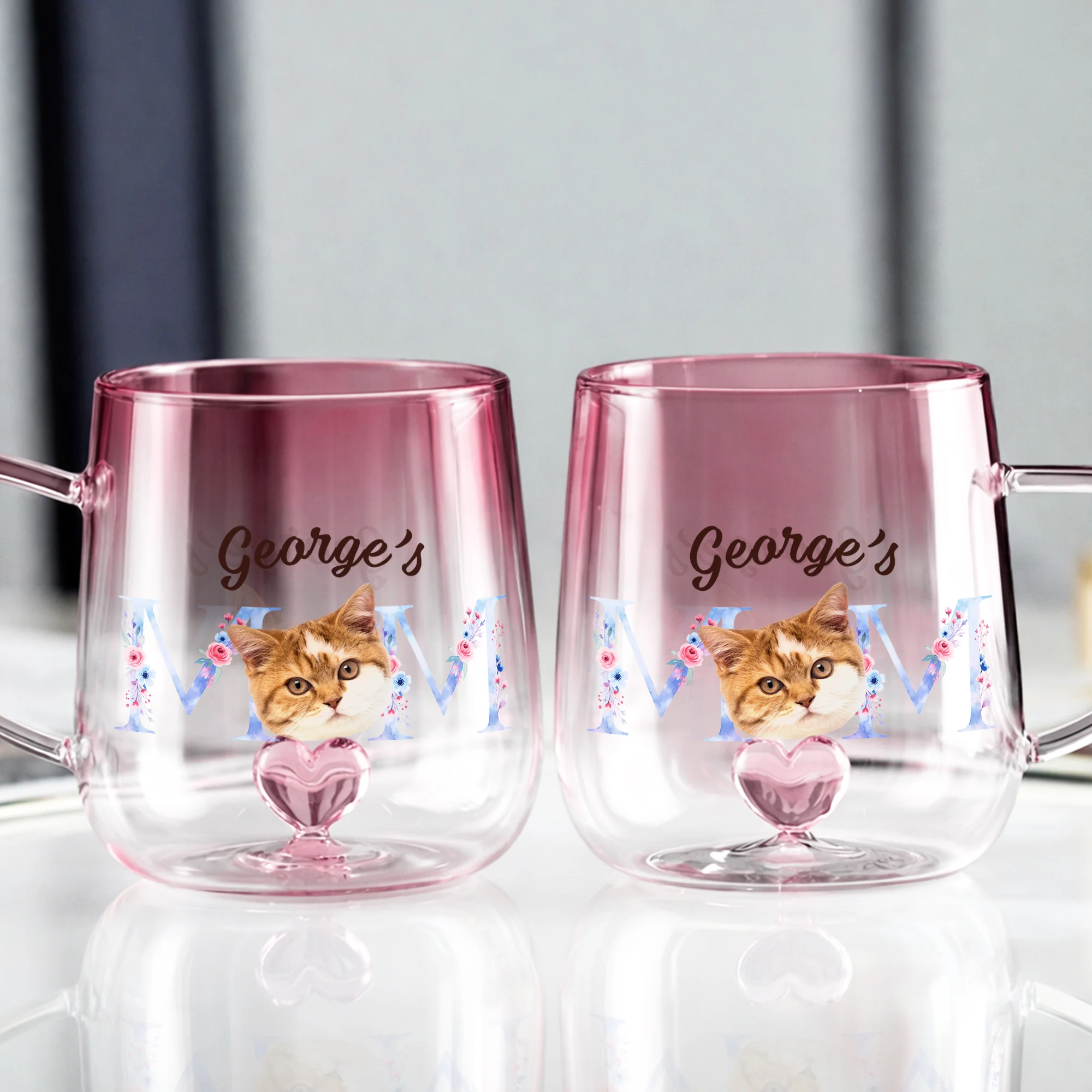 Custom Photo Mom With Floral Pink Gradient Glass Mug - Gift For Grandma, Mom, Mother's Day HO82 901762 - Image 8