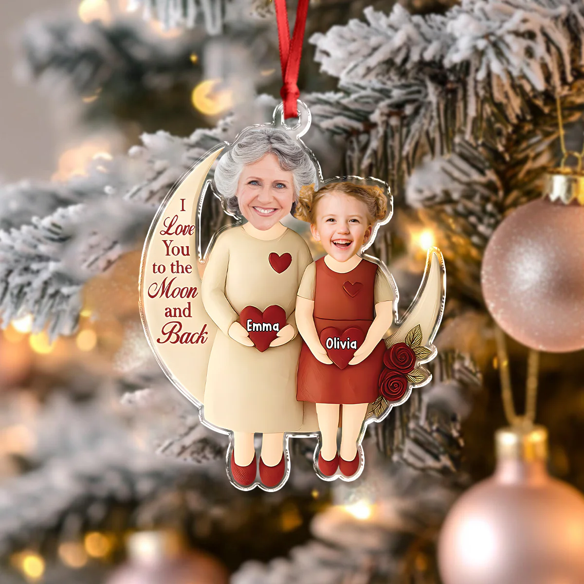 Custom Photo Moon Of Love Family Acrylic Ornament, Gift From Niece For Grandma HO82 900560 - Image 2