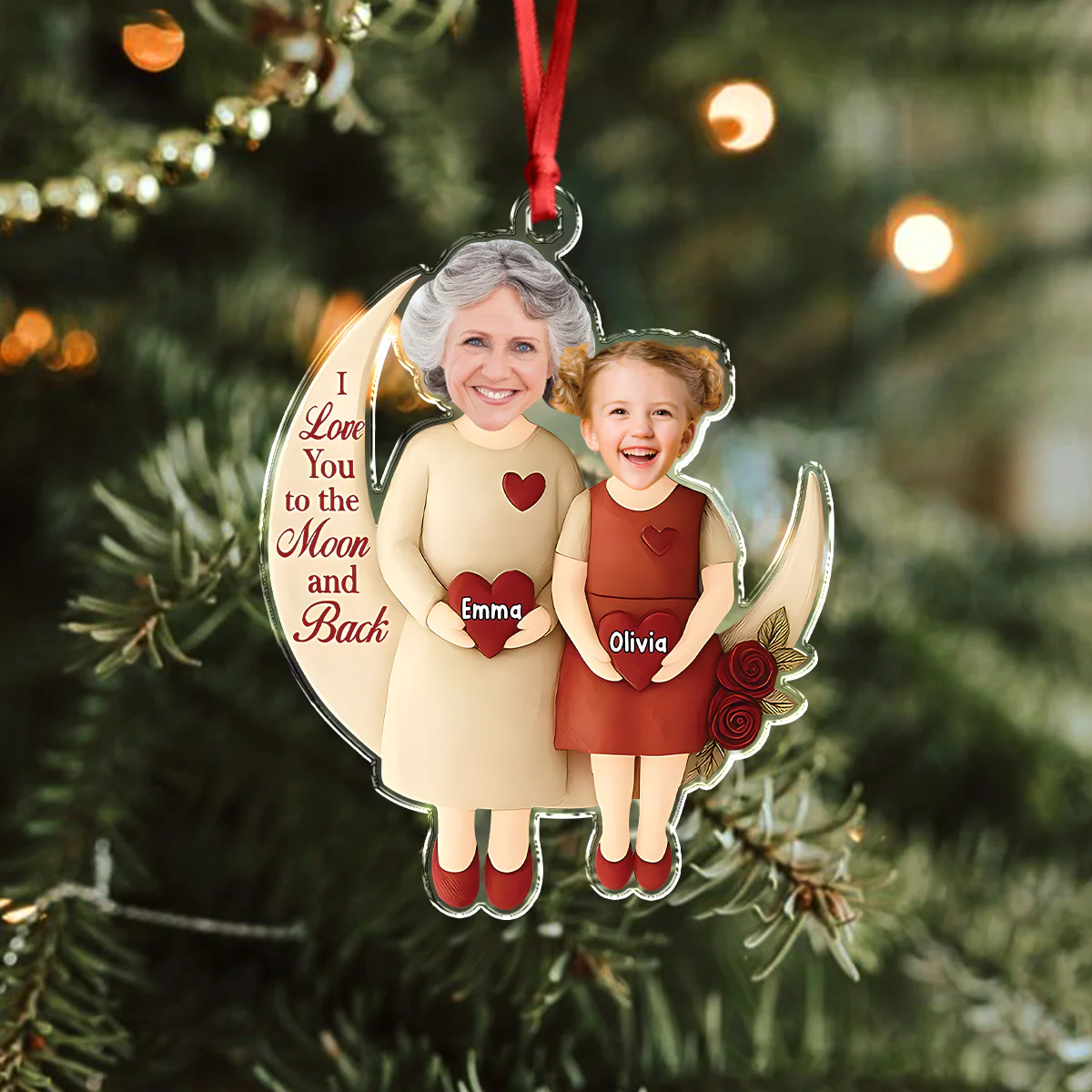 Custom Photo Moon Of Love Family Acrylic Ornament, Gift From Niece For Grandma HO82 900560 - Image 3