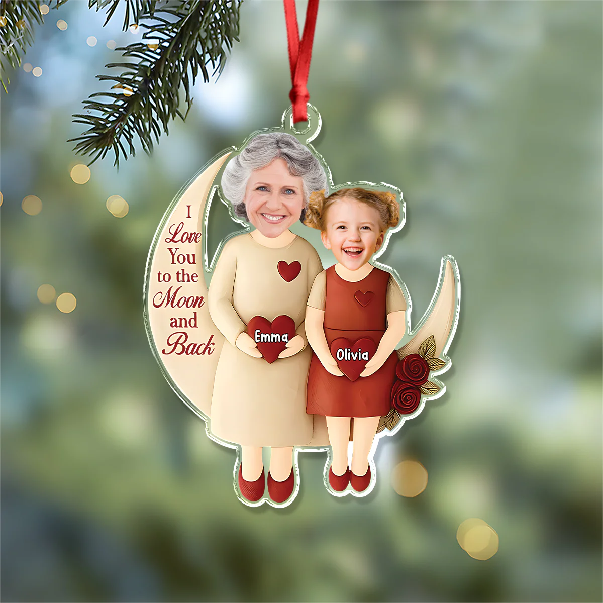 Custom Photo Moon Of Love Family Acrylic Ornament, Gift From Niece For Grandma HO82 900560 - Image 4