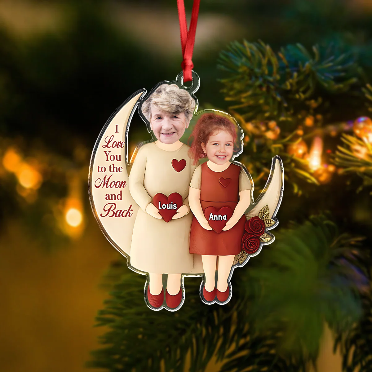 Custom Photo Moon Of Love Family Acrylic Ornament, Gift From Niece For Grandma HO82 900560 - Image 5