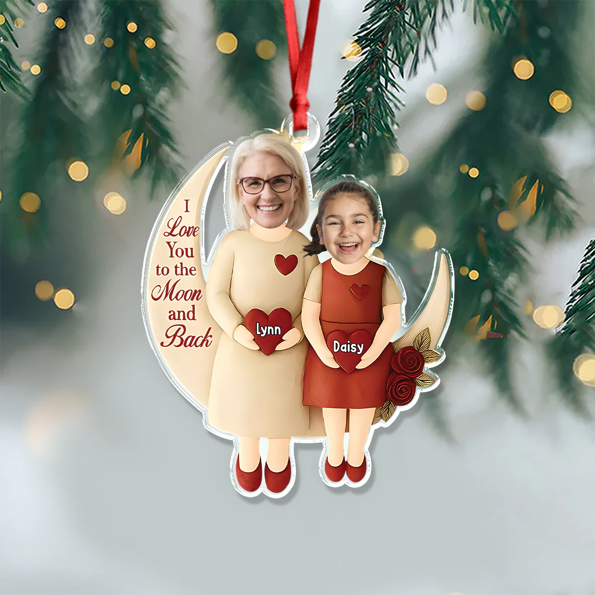 Custom Photo Moon Of Love Family Acrylic Ornament, Gift From Niece For Grandma HO82 900560 - Image 6