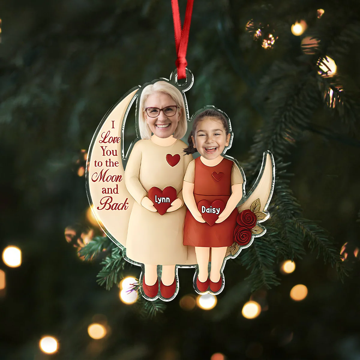 Custom Photo Moon Of Love Family Acrylic Ornament, Gift From Niece For Grandma HO82 900560 - Image 8