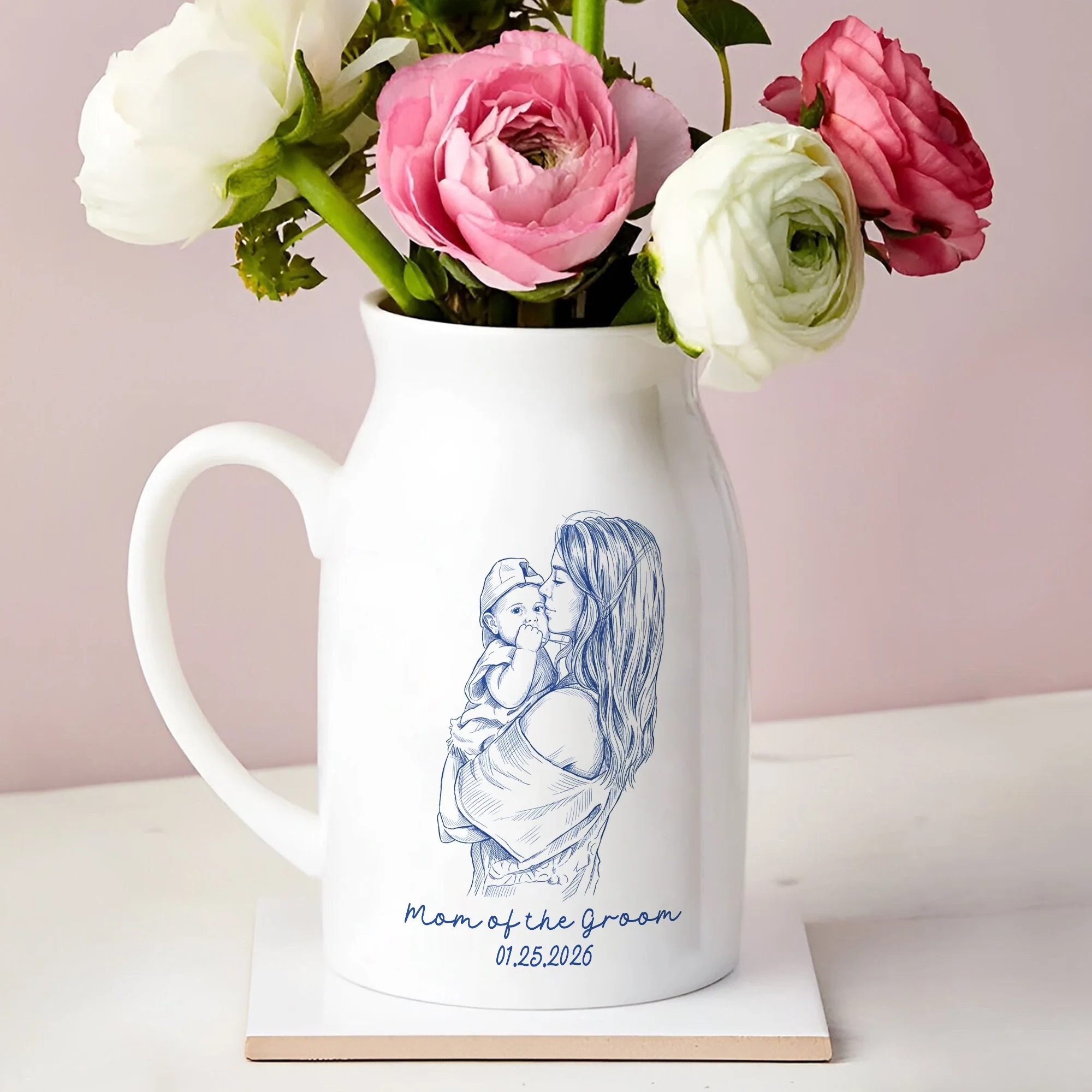 Custom Photo Mother of The Groom, Mother of the Bride Flower Vase - Gift For Mother's Day HO82 901832 - Image 2