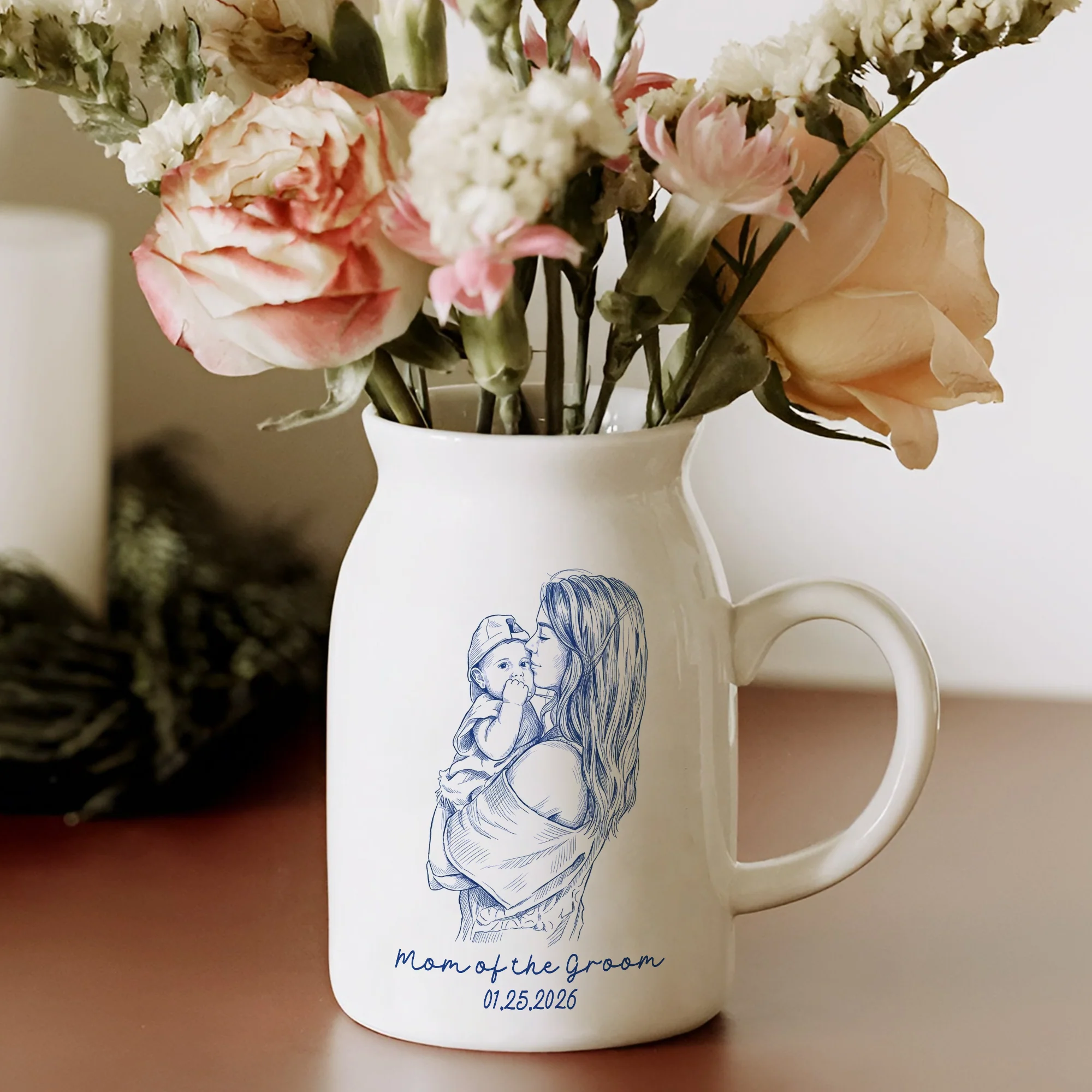 Custom Photo Mother of The Groom, Mother of the Bride Flower Vase - Gift For Mother's Day HO82 901832 - Image 3