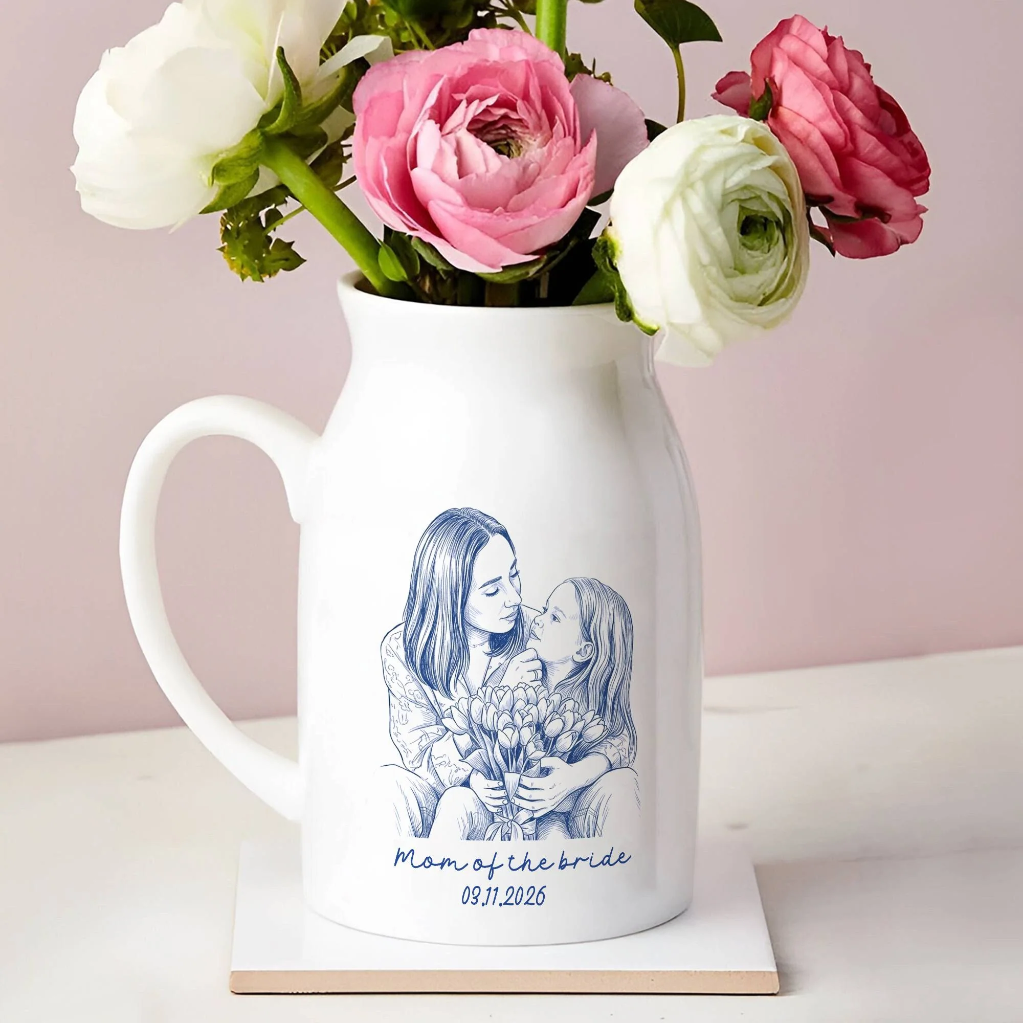 Custom Photo Mother of The Groom, Mother of the Bride Flower Vase - Gift For Mother's Day HO82 901832 - Image 4