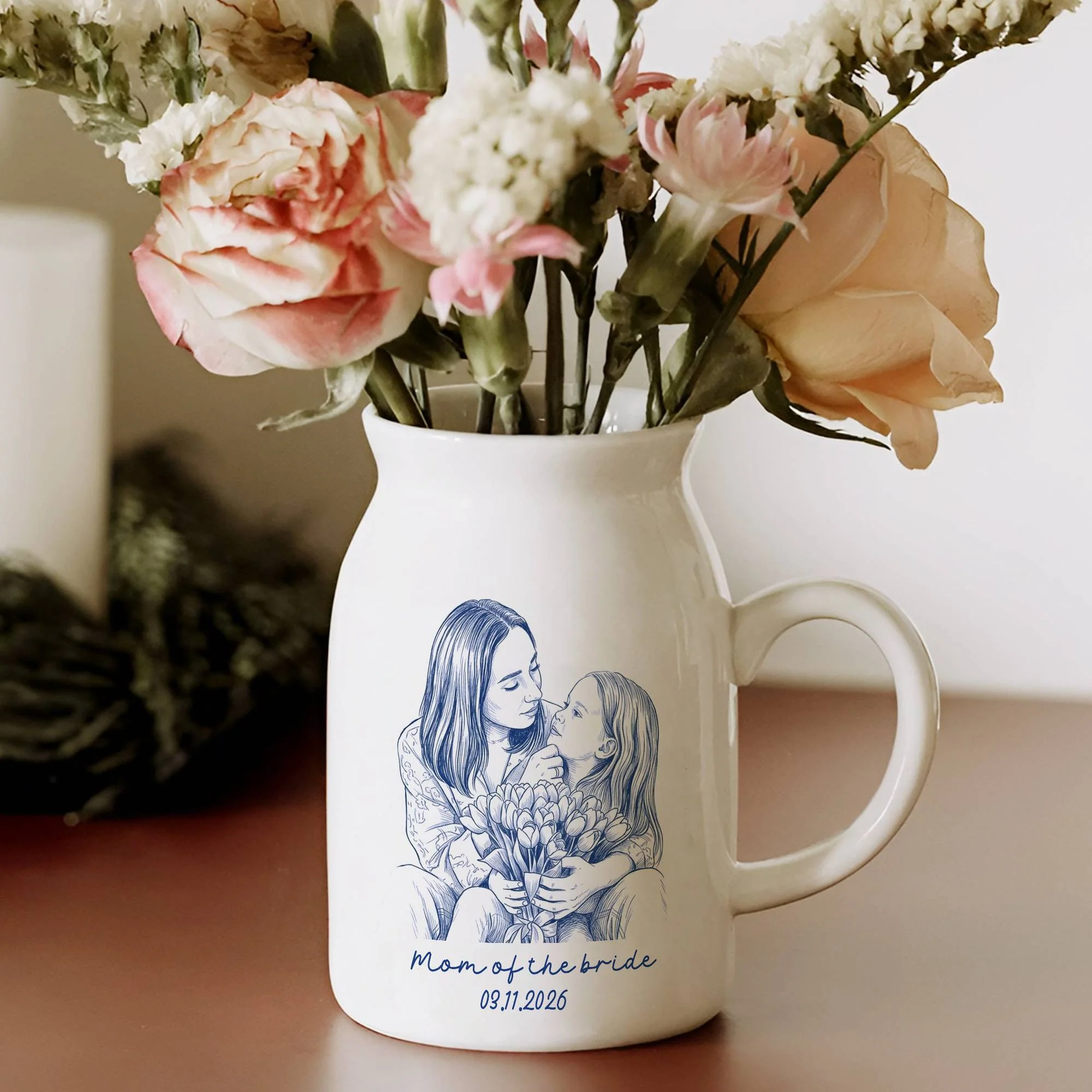 Custom Photo Mother of The Groom, Mother of the Bride Flower Vase - Gift For Mother's Day HO82 901832 - Image 5