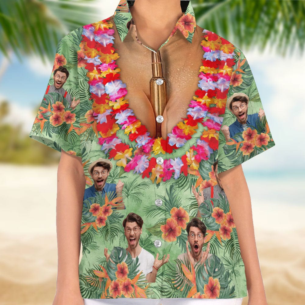 Custom Photo Nice Rack With Floral Pattern Woman's Hawaii Shirt HO82 890872 - Image 2