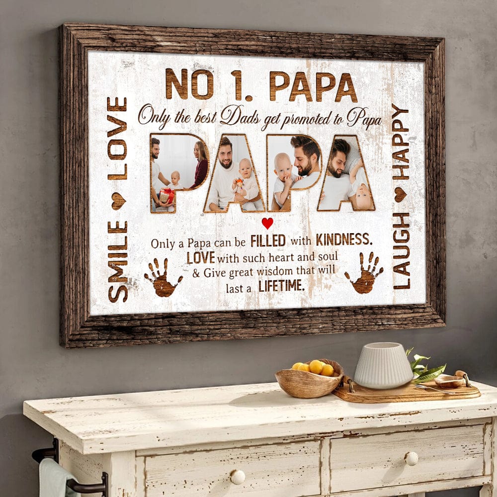 Custom Photo No 1. Papa Only The Best Dads Get Promoted To Papa Canvas HO82 890662 - Image 3