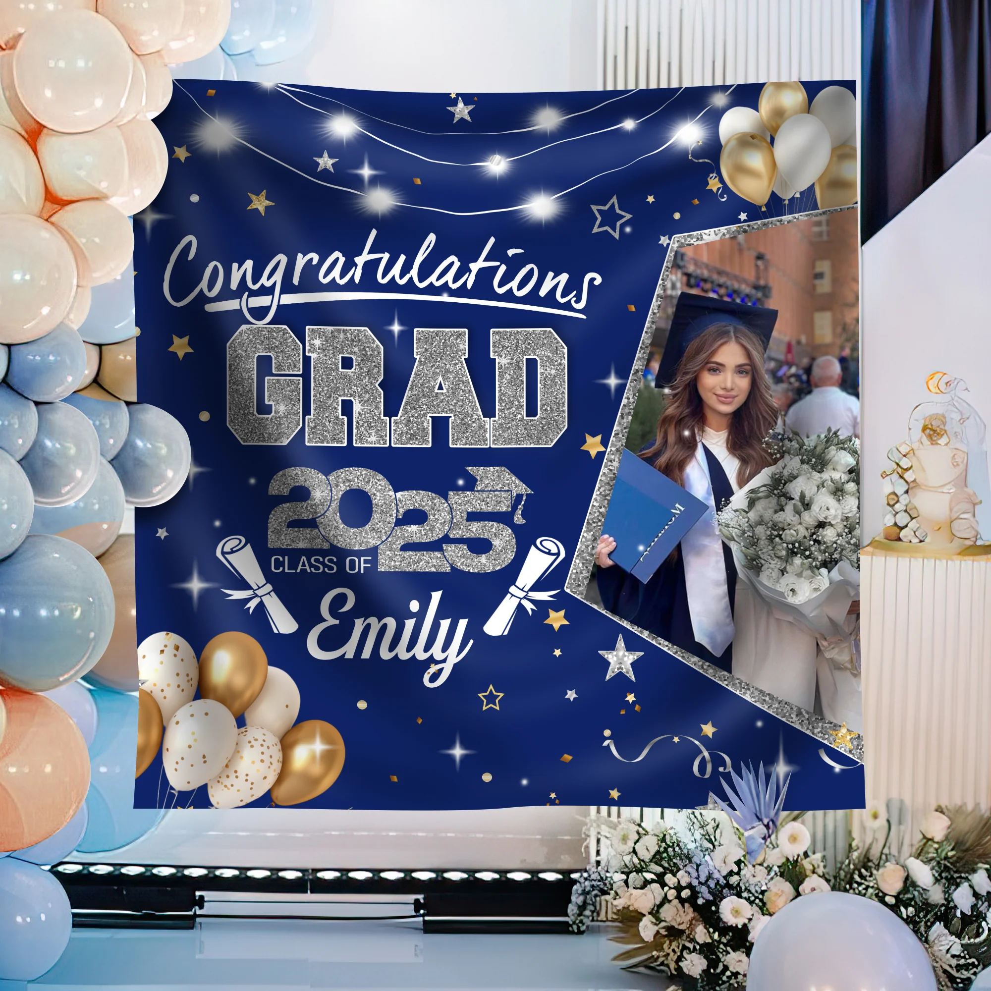 Custom Photo Party Decorations 2025 Congratulations Grad Backdrop HO82 893622 - Image 4