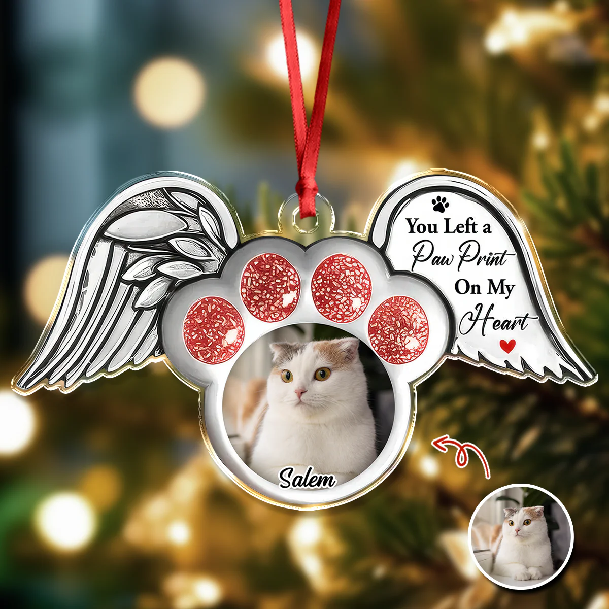 Custom Photo Paw In Heaven Dog Cat Memorial Acrylic Ornament Christmas HO82 894724 - Image 9