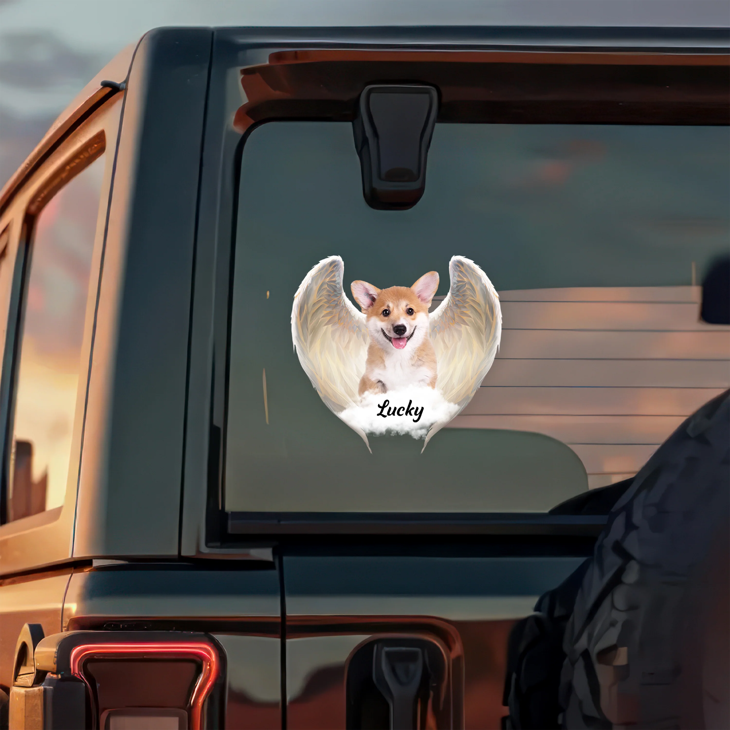 Custom Photo Pet Within Angel Wings Memorial Car Sticker HO82 900984