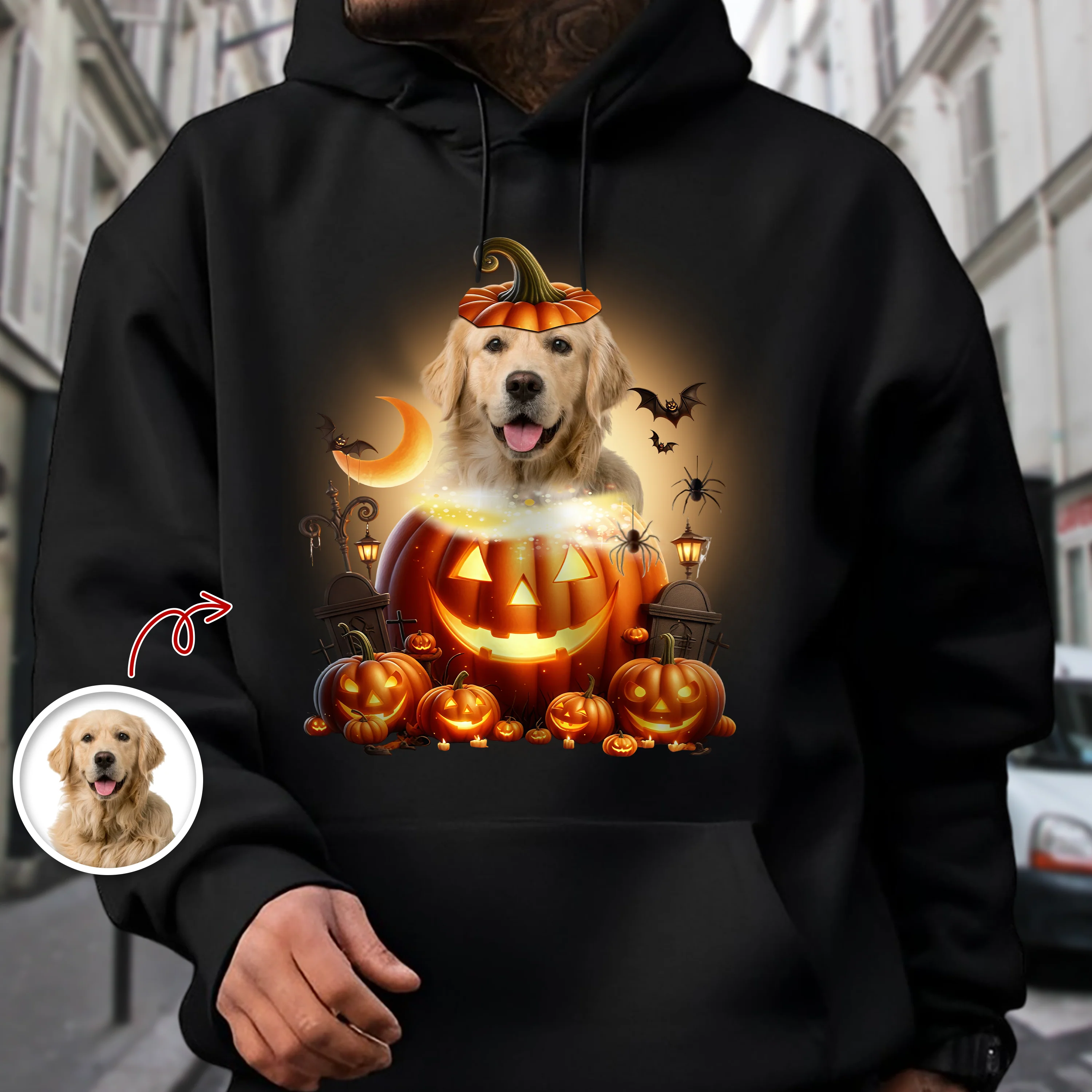 Custom Photo Pumpkin Cute Dog Lover Halloween Dark Shirt HO82 894984 - Image 6