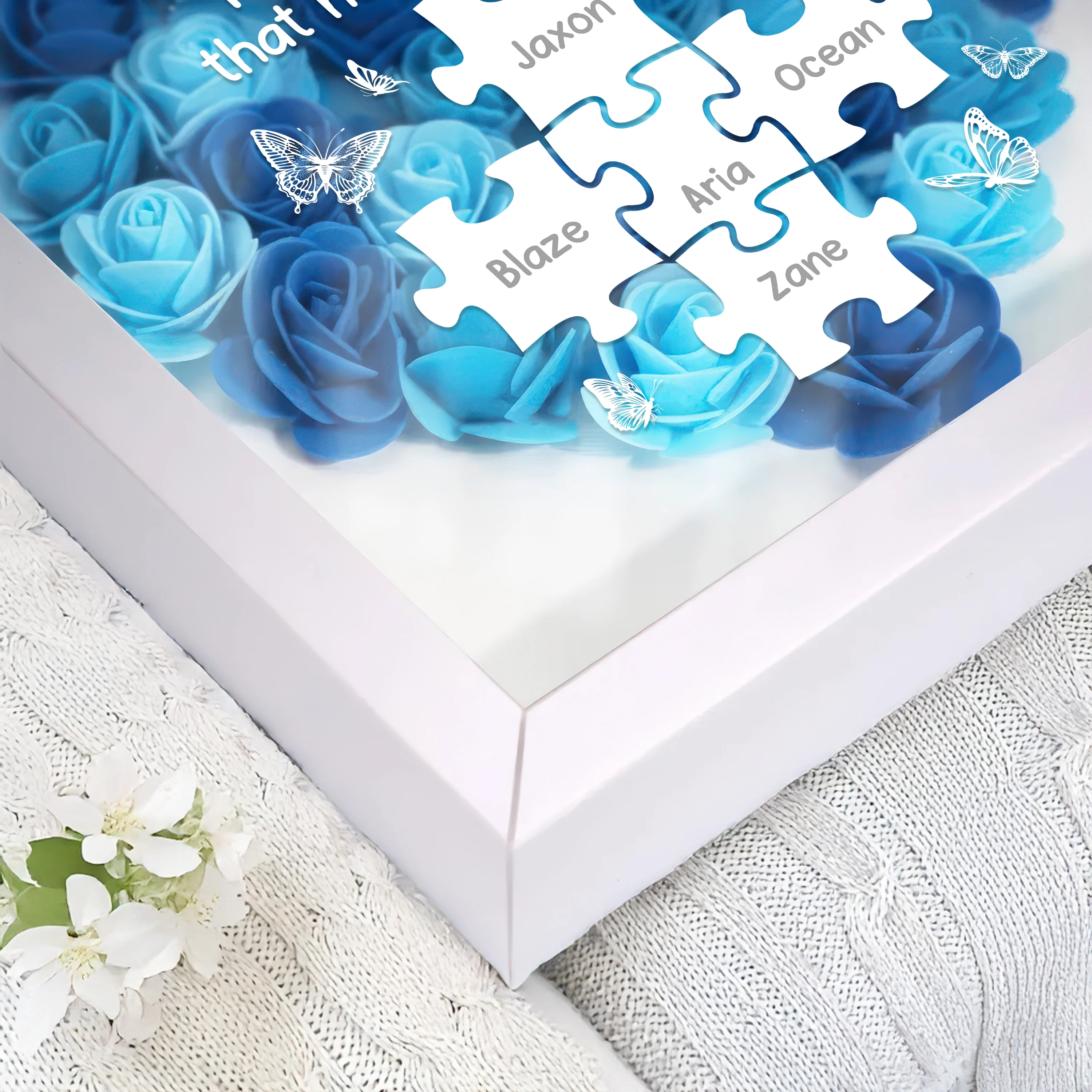 Custom Photo Puzzle With Kids Names Heart Flower Shadow Box HO82 893612 - Image 5