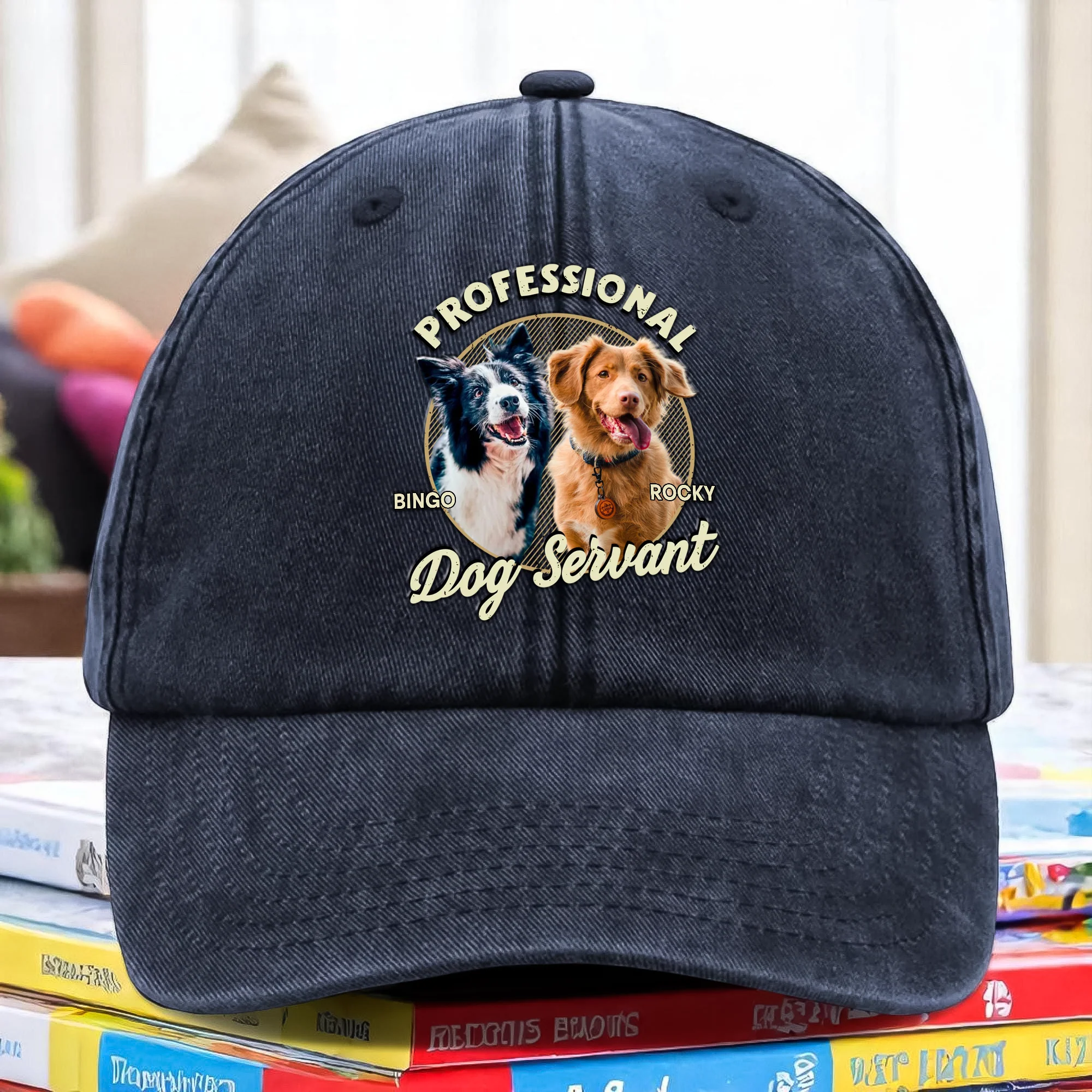 Custom Photo Servant Of Dog Cat Washed Denim Baseball Cap Gift For Dog Cat Lovers HO82 893960 - Image 2