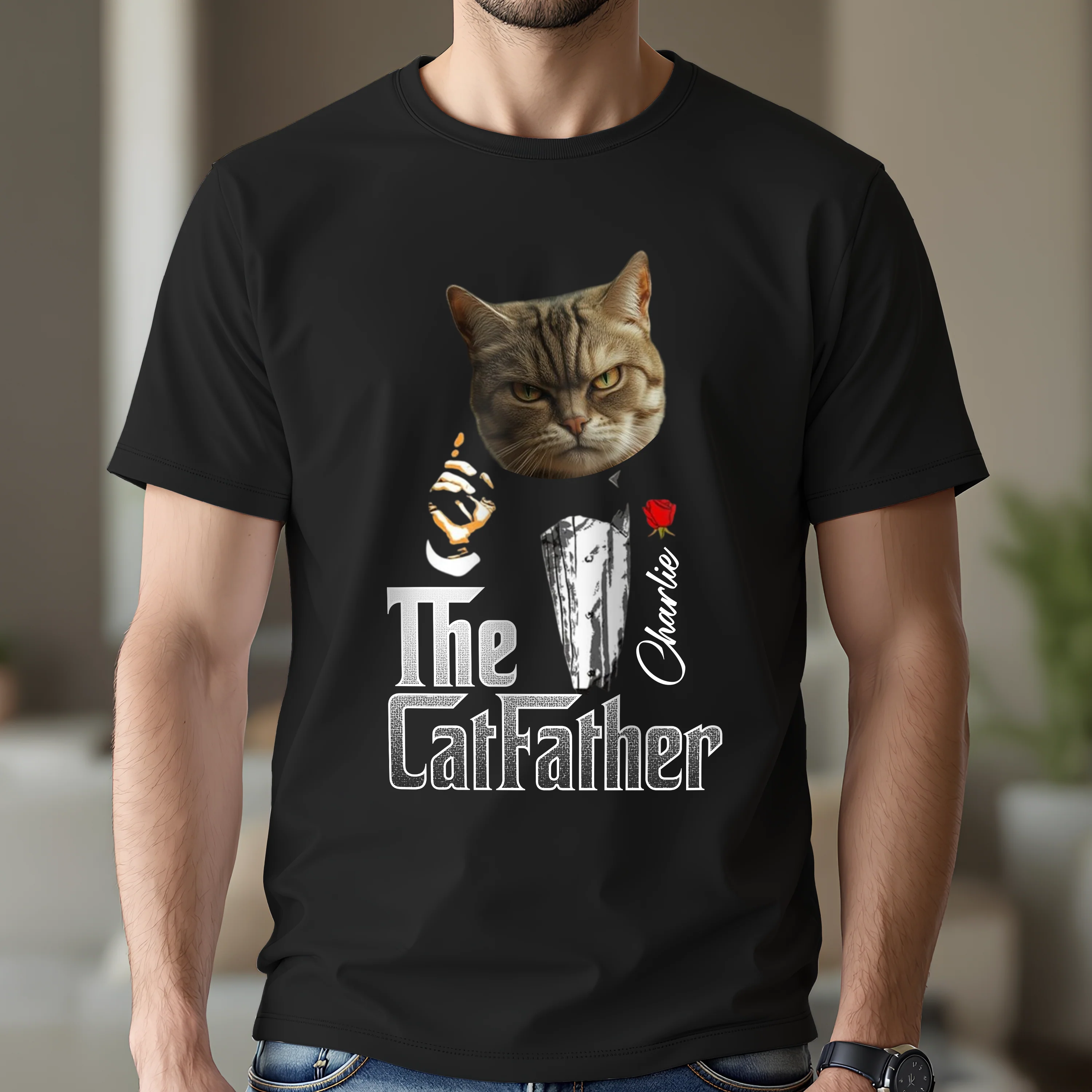 Custom Photo The Catfather Gentlemen Cat Shirt Personalized Gift For Dad HO82 893846 - Image 8