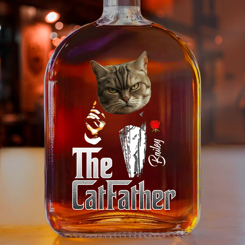 Custom Photo The Catfather Gentlemen Cat Whiskey Bottle Cat Lovers Gift HO82 894050 - Image 2