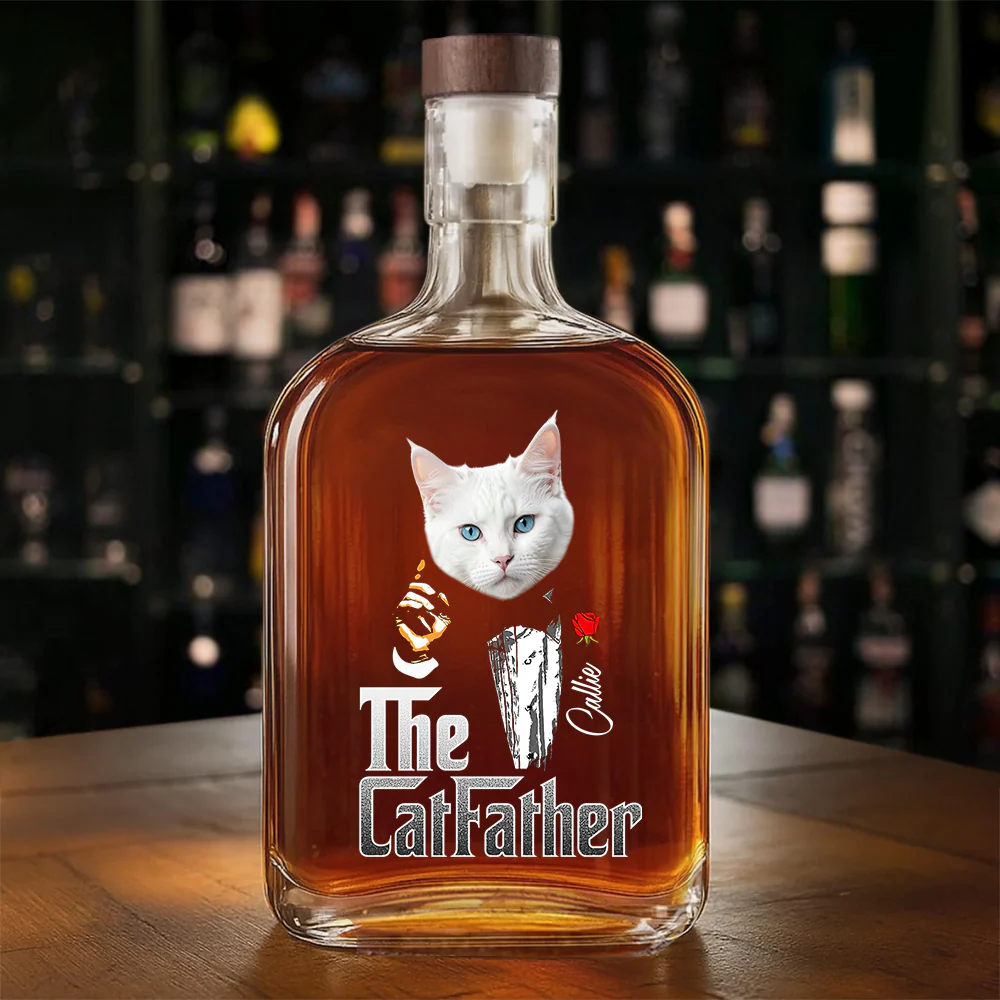 Custom Photo The Catfather Gentlemen Cat Whiskey Bottle Cat Lovers Gift HO82 894050 - Image 3