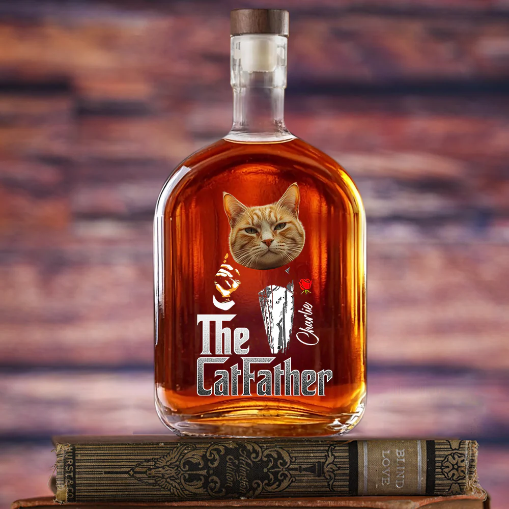 Custom Photo The Catfather Gentlemen Cat Whiskey Bottle Cat Lovers Gift HO82 894050 - Image 4