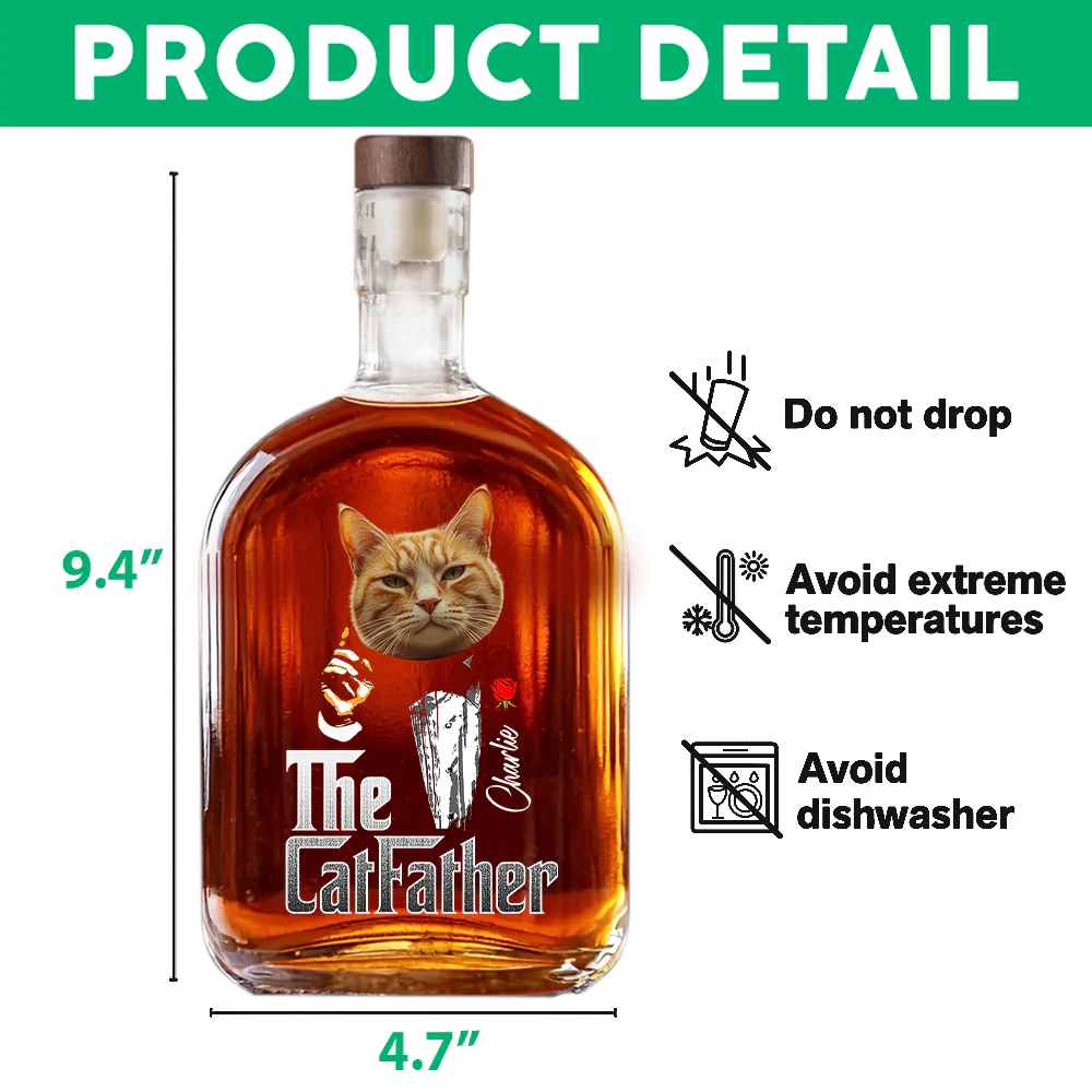 Custom Photo The Catfather Gentlemen Cat Whiskey Bottle Cat Lovers Gift HO82 894050 - Image 6