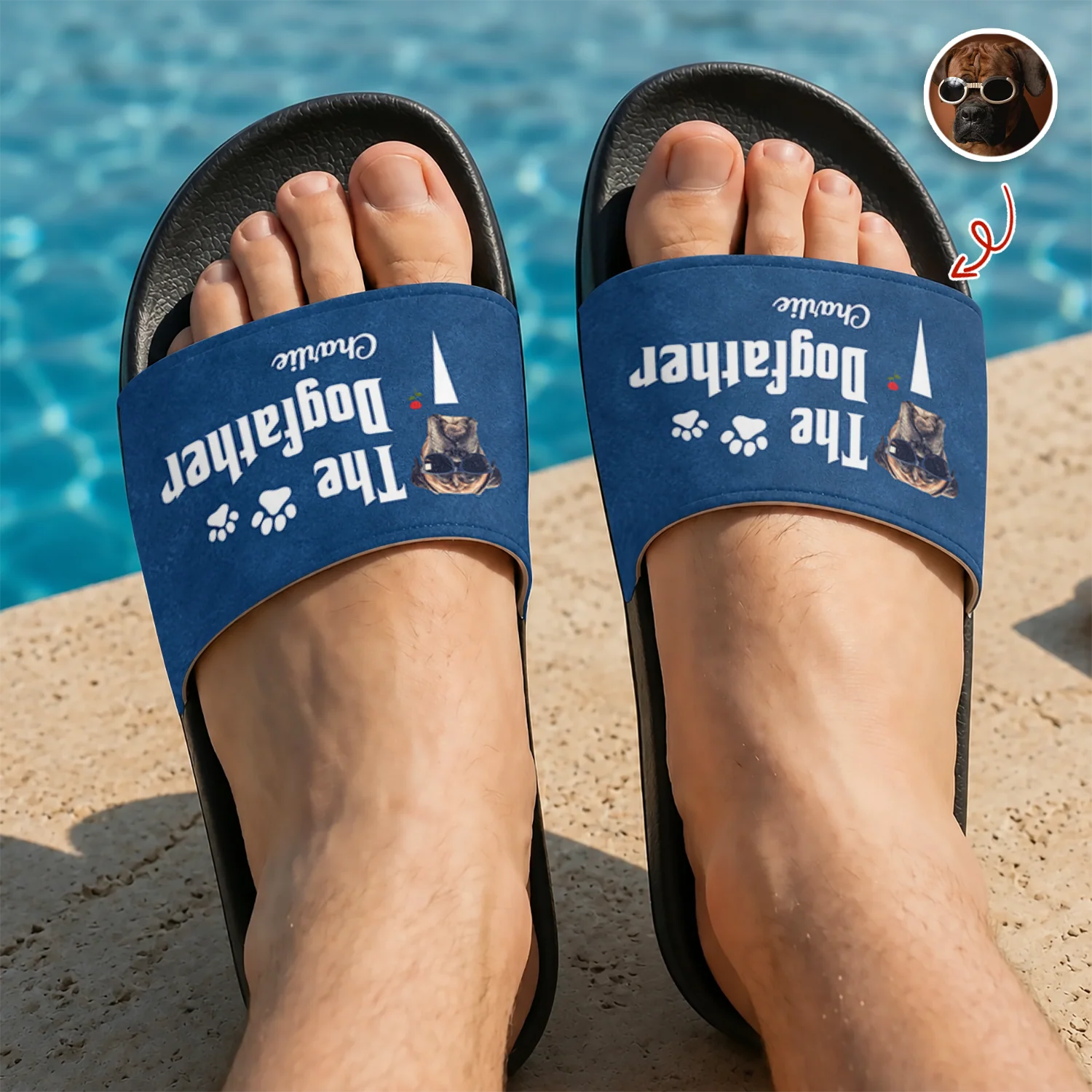 Custom Photo The Dog Father Funny Dog Dad Gift Slide Sandals - Gift For Dog Dad, Dog Lovers HO82 902594 - Image 2